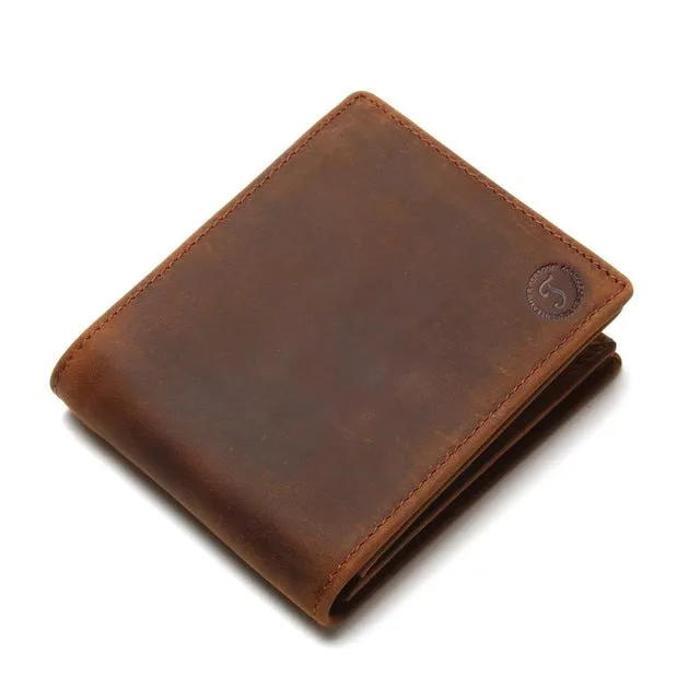 2017 Vintage Crazy Horse Handmade Leather Men Wallets Multi-Functional Cowhide Coin Purse Genuine Leather Wallet For Men