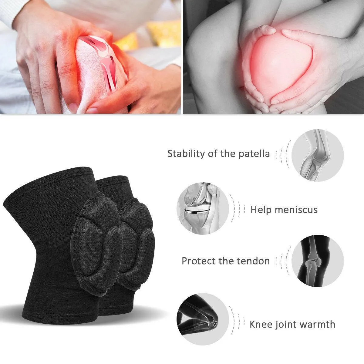 2x Professional Knee Pads for Sports, Work, and Construction