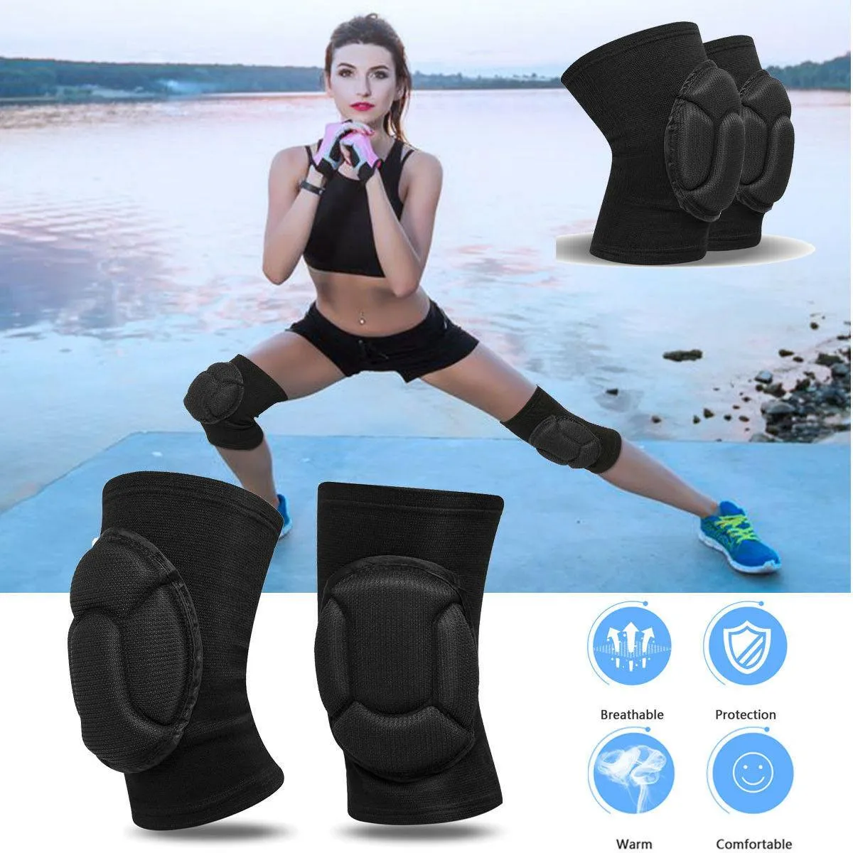 2x Professional Knee Pads for Sports, Work, and Construction