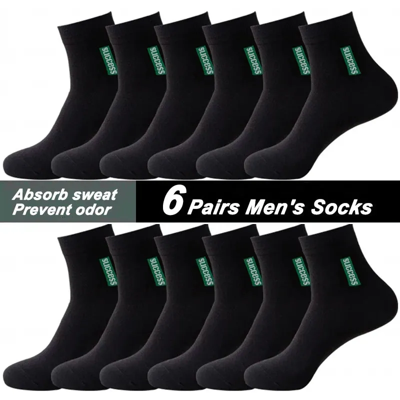 6 Pairs Men's Anti-odor Sweat-absorbing Mid Sports Socks