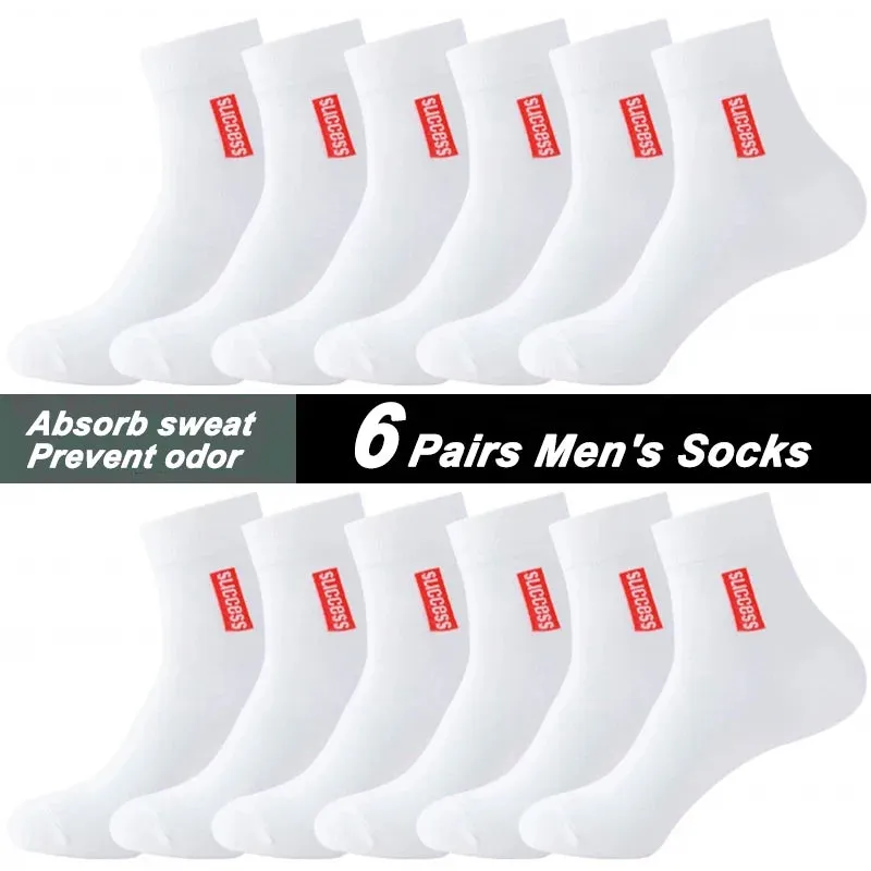 6 Pairs Men's Anti-odor Sweat-absorbing Mid Sports Socks