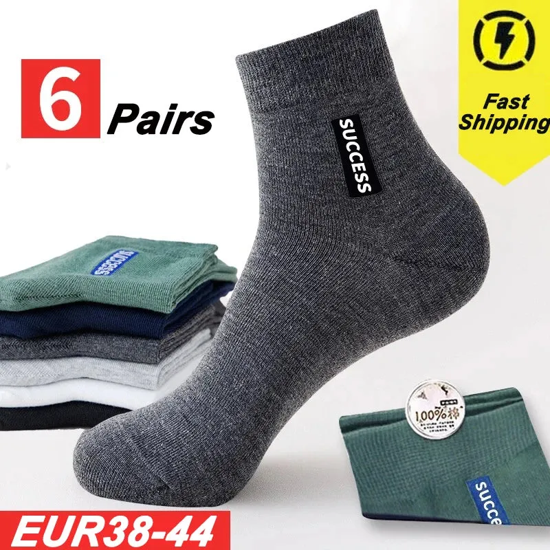 6 Pairs Men's Anti-odor Sweat-absorbing Mid Sports Socks