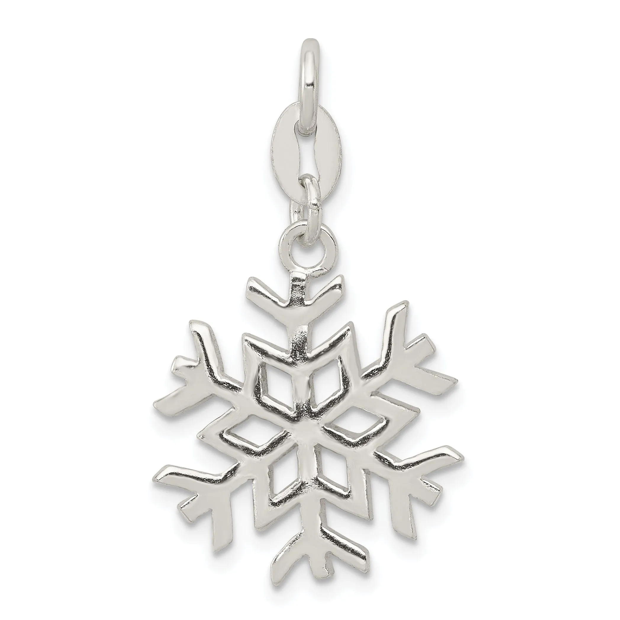 925 Sterling Silver Polished Snowflake Charm Pendant