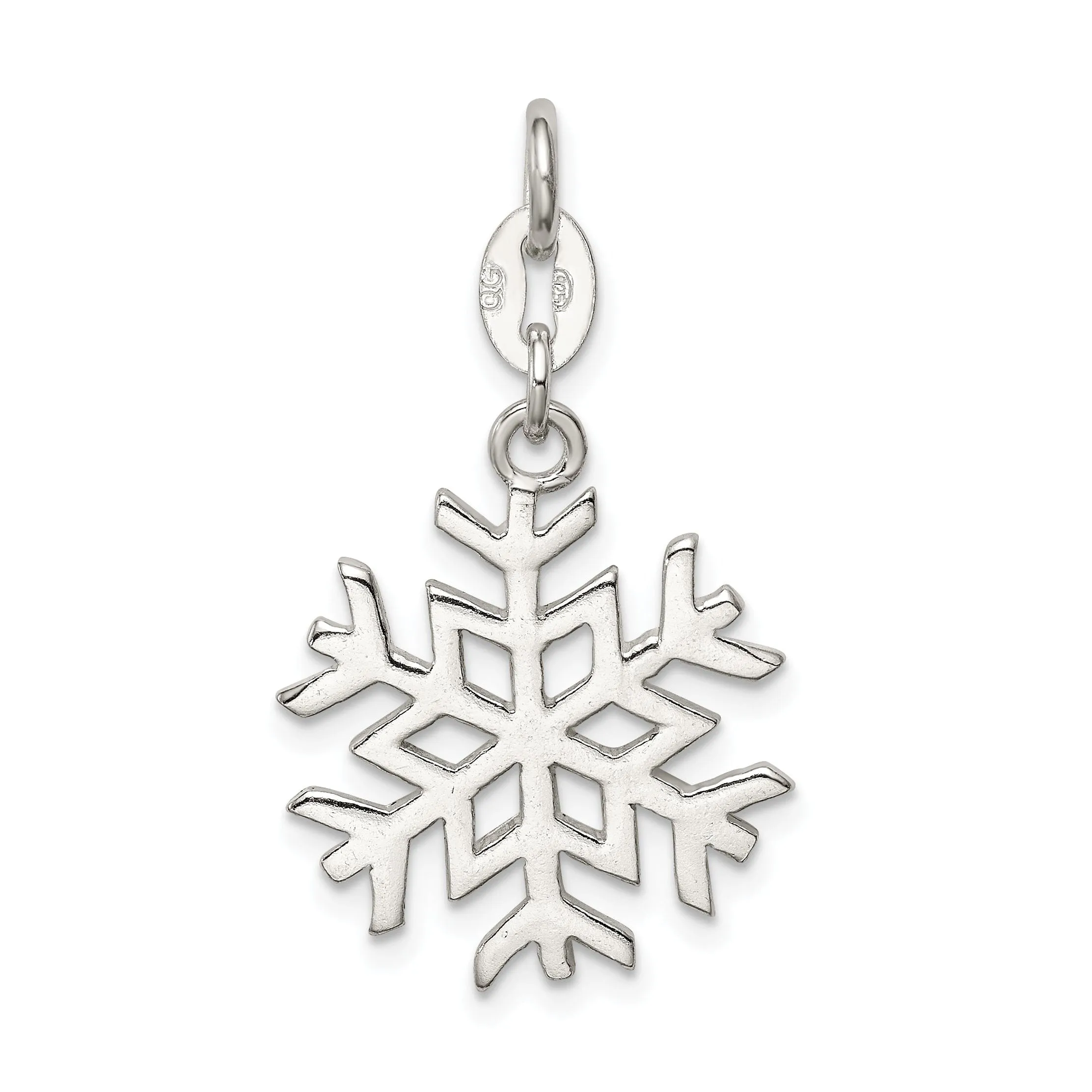 925 Sterling Silver Polished Snowflake Charm Pendant