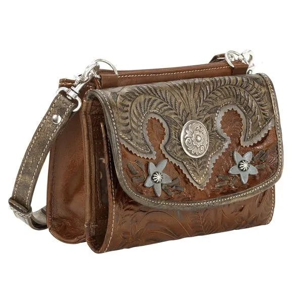 American West Handbag Desert Wildflower Collection: Leather Western Crossbody Bag and Wallet