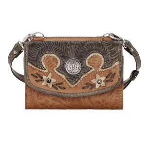 American West Handbag Desert Wildflower Collection: Leather Western Crossbody Bag and Wallet