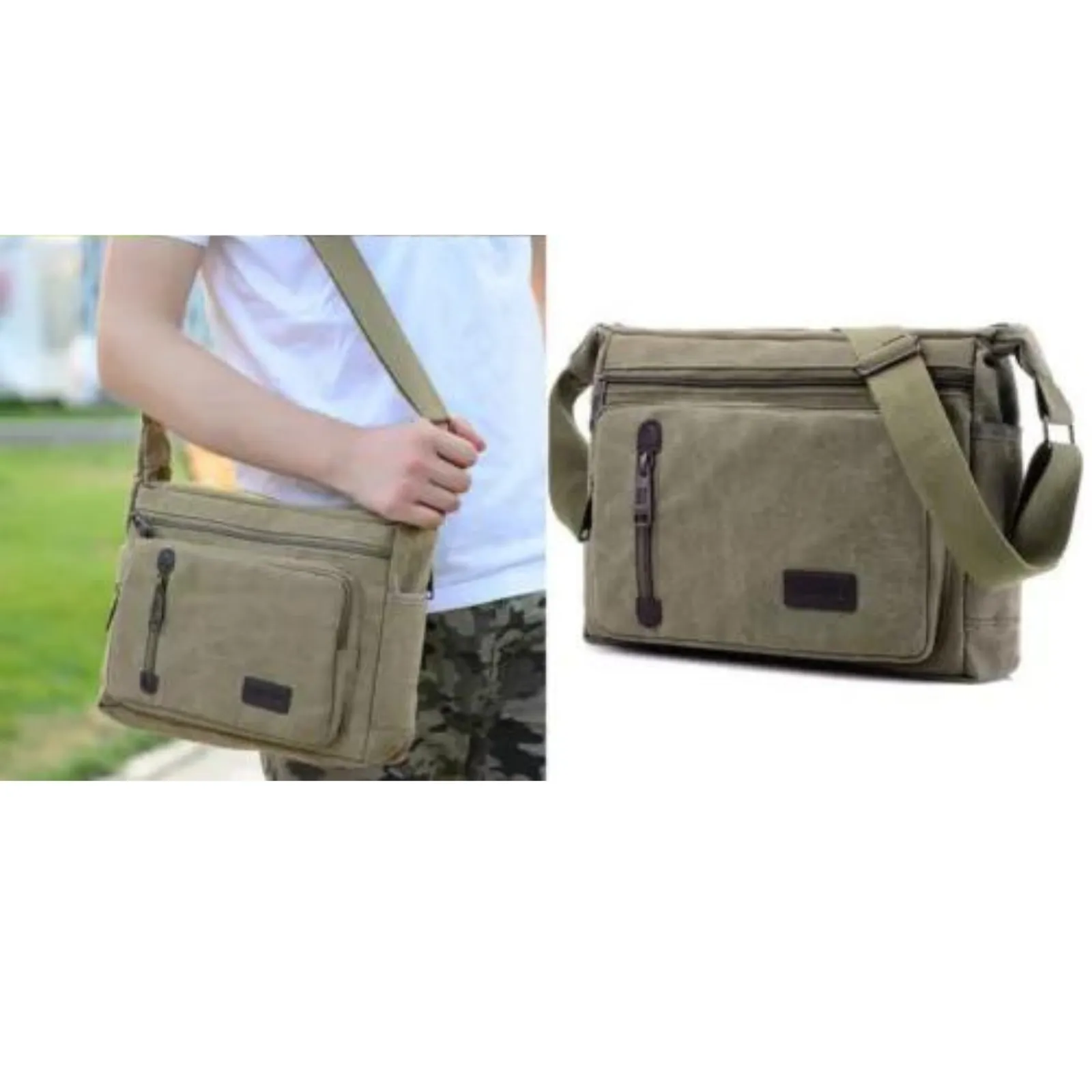 Army Green Travel Man's Bags Crossbody Satchel Retro Men's Canvas Shoulder Bag