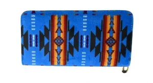 Aztec print zippered wallet w/ wristlet strap