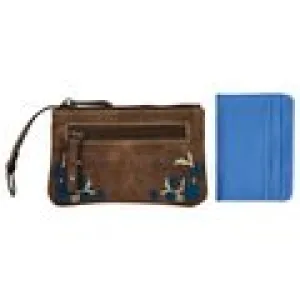 BG2123733 Justin Coin Keys Card Purse - Turq Embroidered