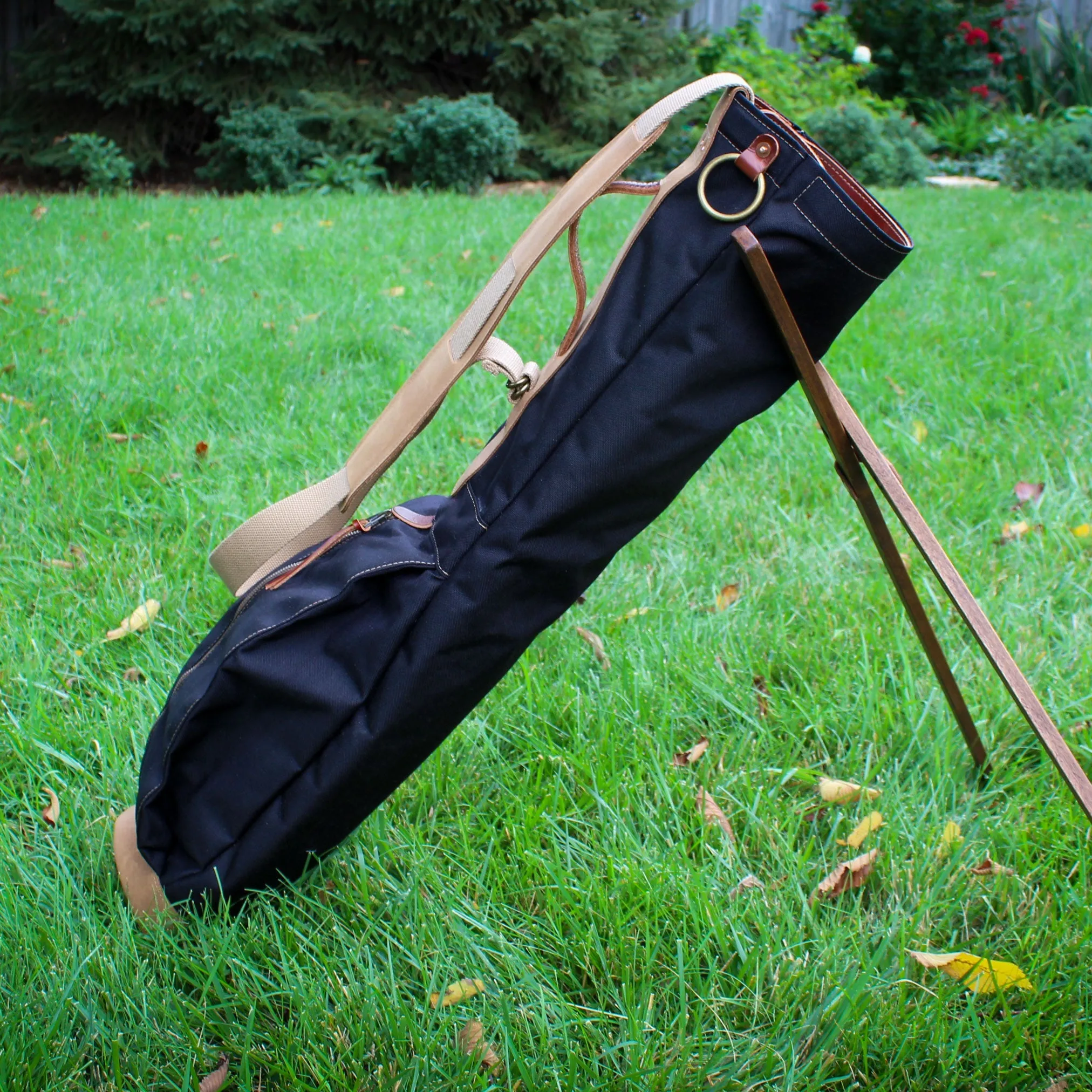 Black Cordura/Brown/Nubuck Leather Trim Sunday Golf Bag