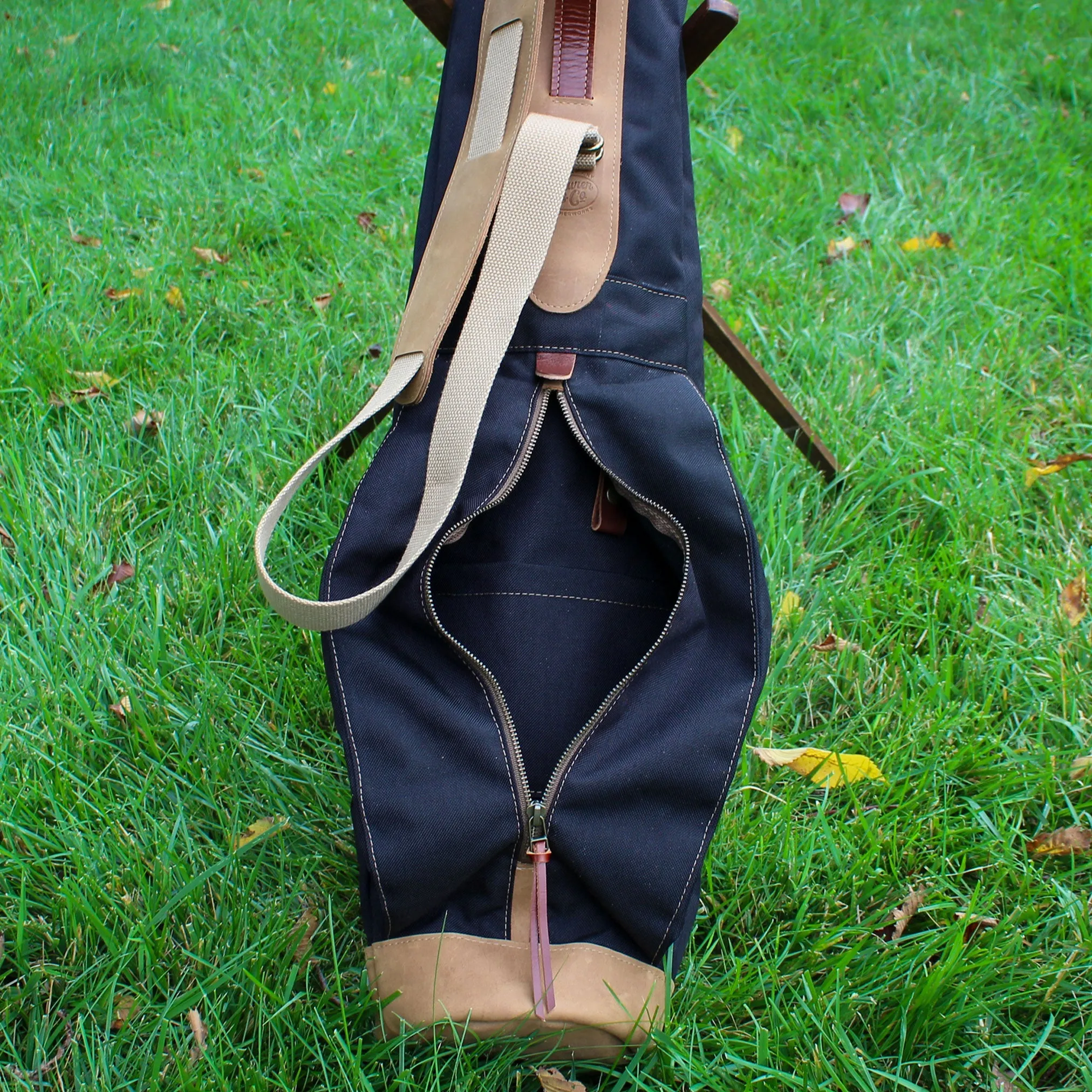Black Cordura/Brown/Nubuck Leather Trim Sunday Golf Bag