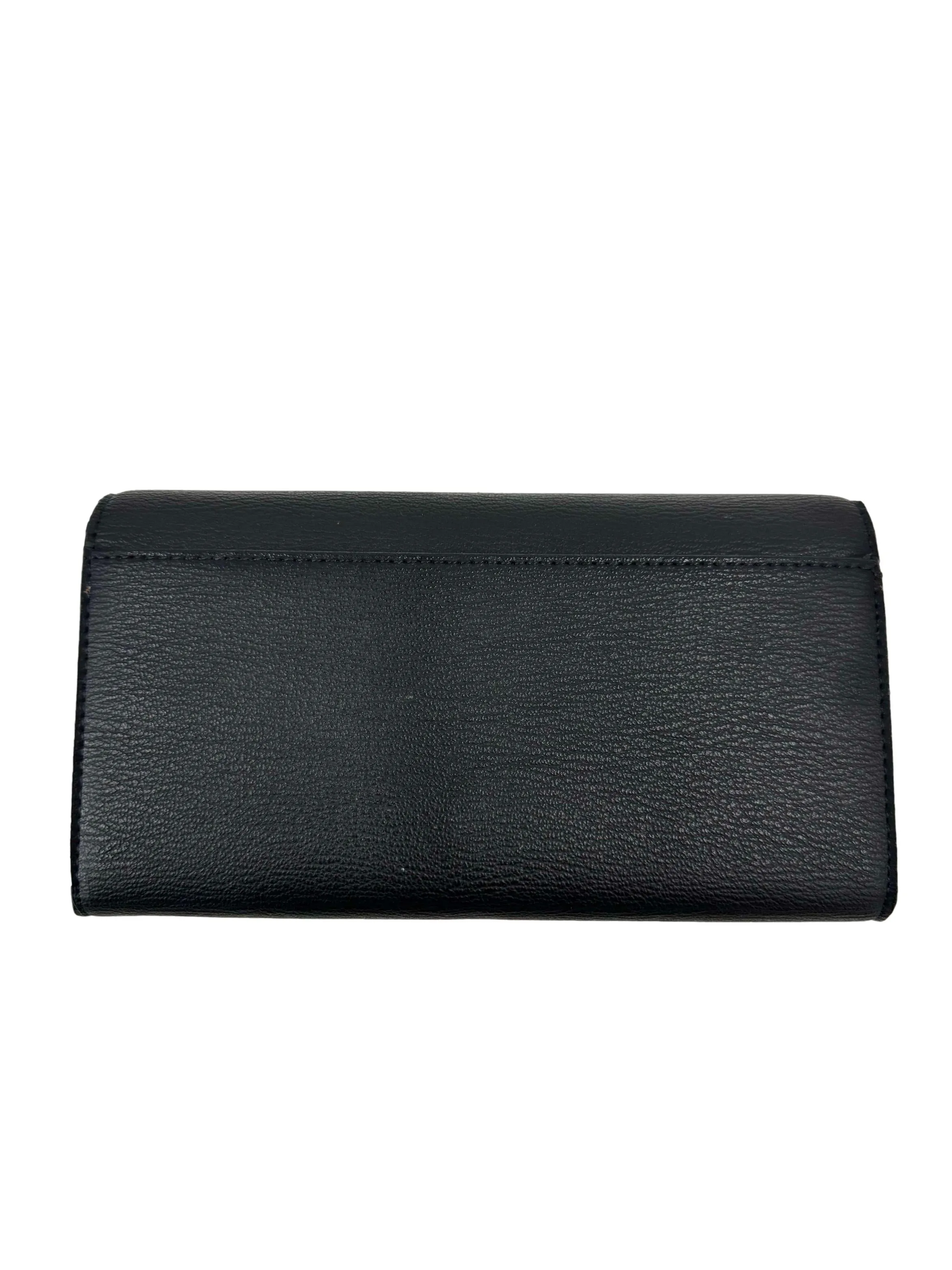 Black Curved Flap Long Wallet