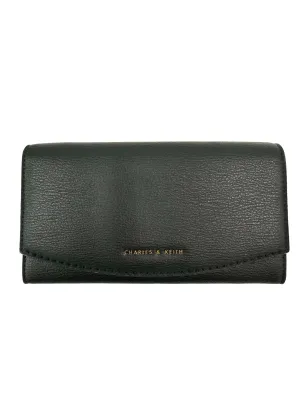 Black Curved Flap Long Wallet