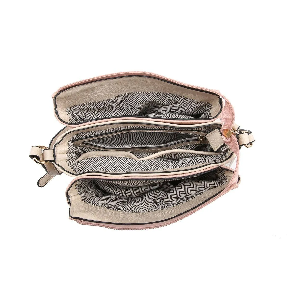 Black Three Compartment Crossbody