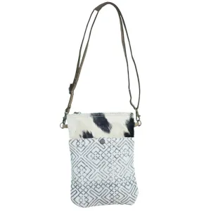 Blue Pattern Cowhide Crossbody Bag