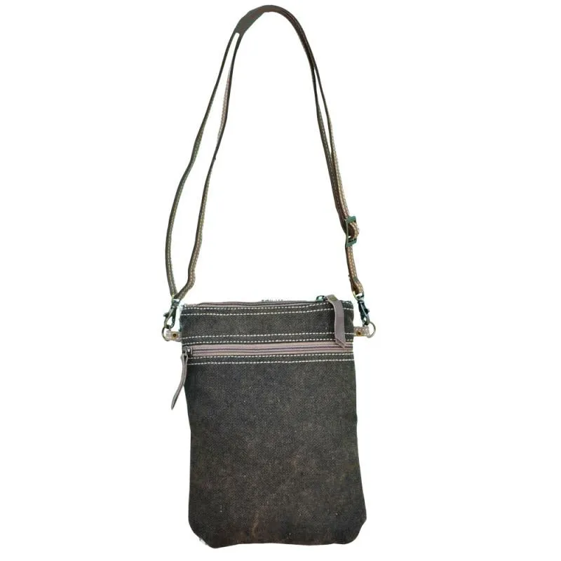 Blue Pattern Cowhide Crossbody Bag