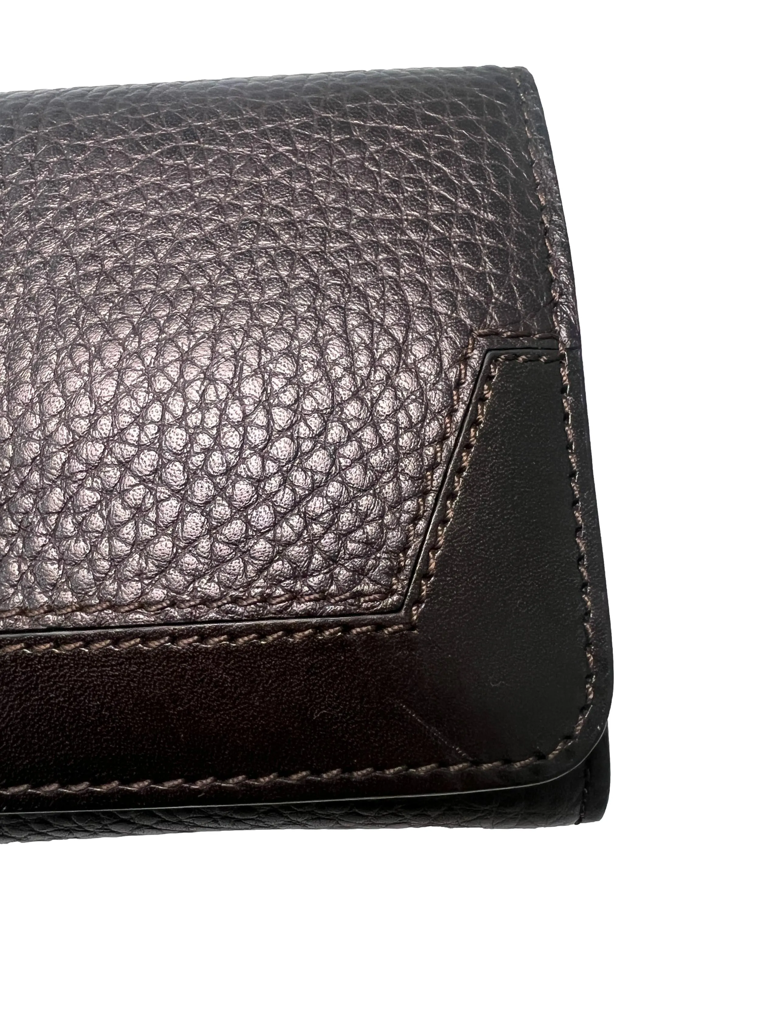Brown Pu Leather Long Wallet