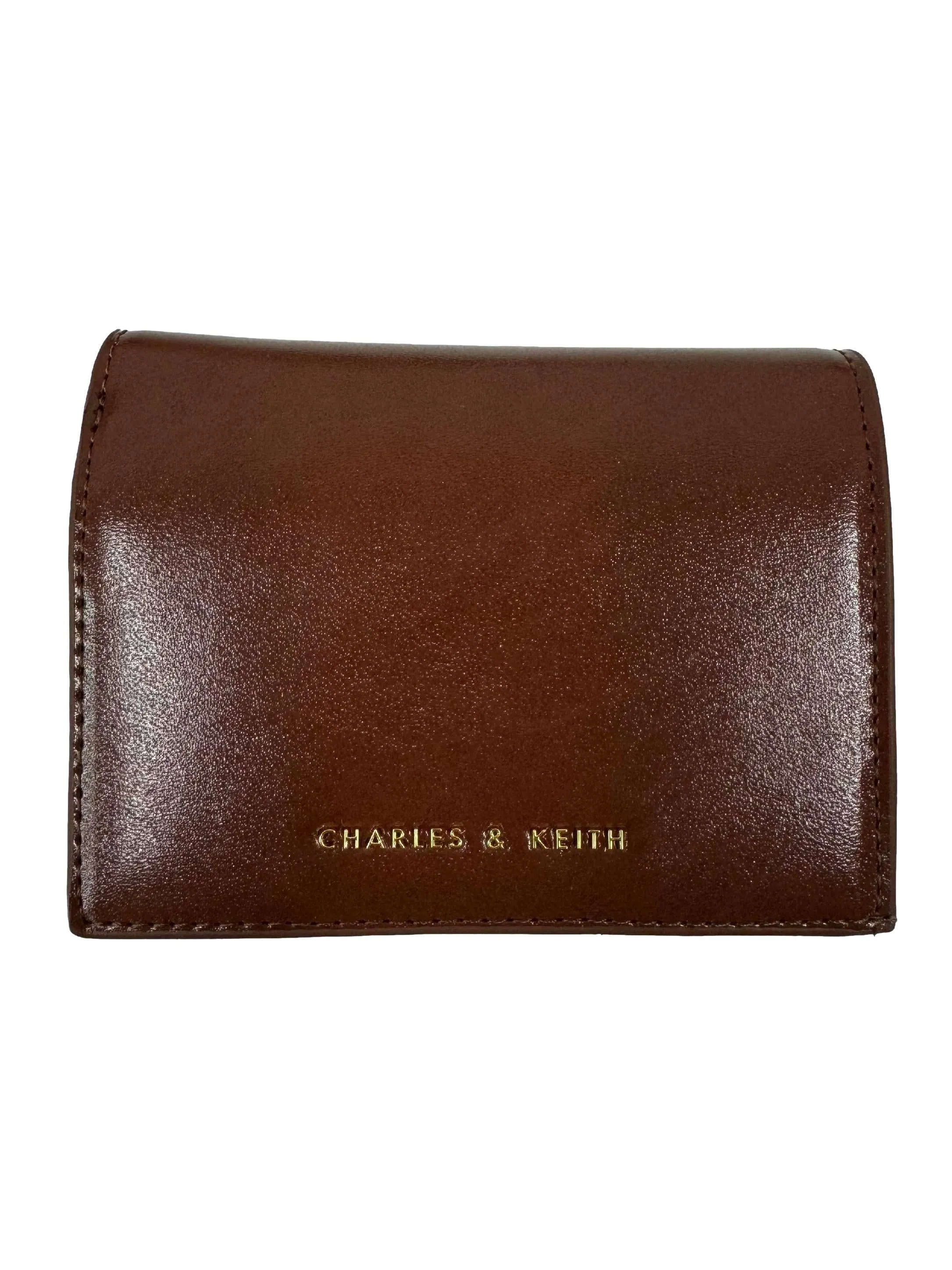 Brown Snap Button Mini Short Wallet