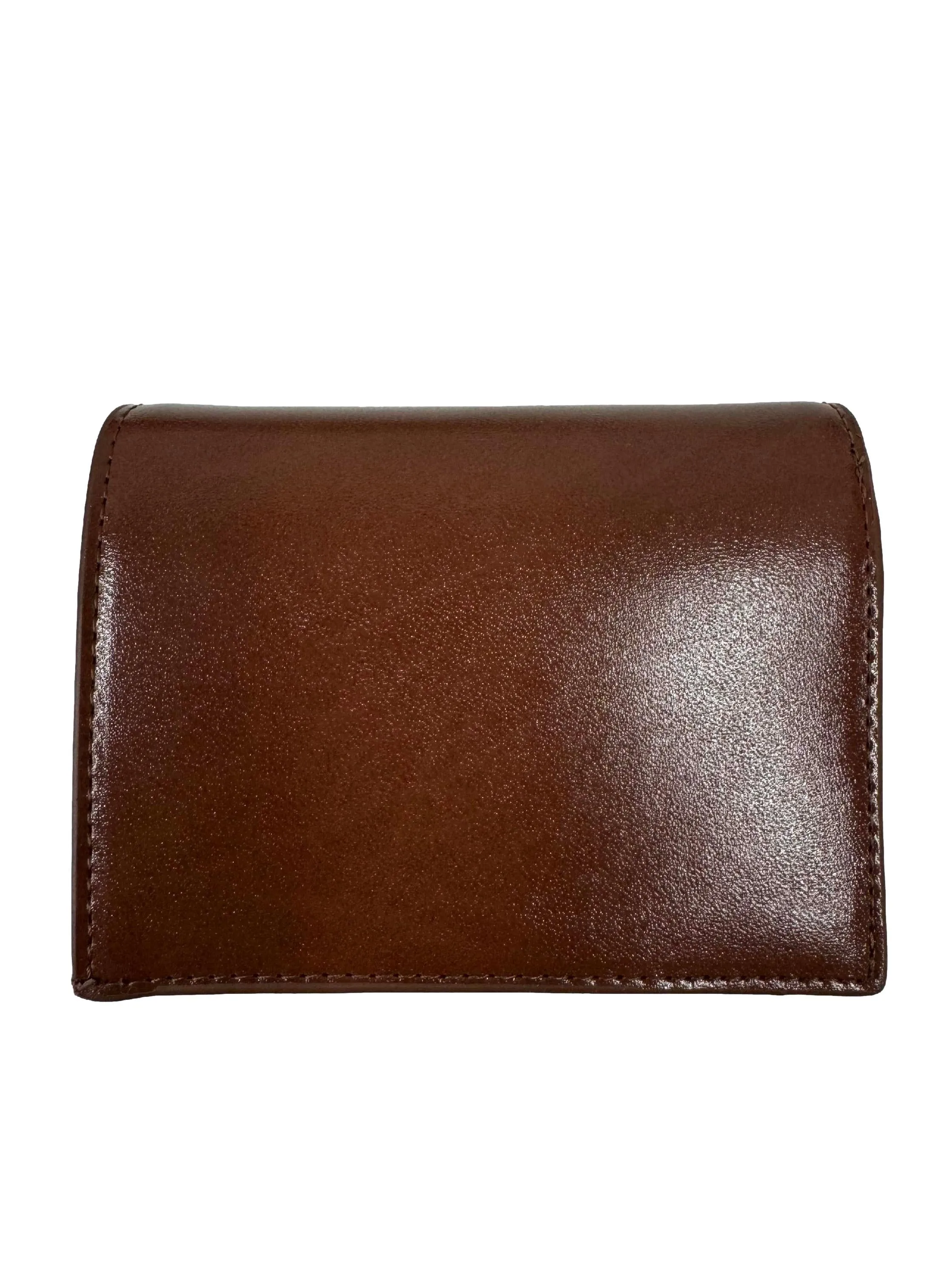 Brown Snap Button Mini Short Wallet