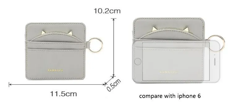 Cat Ear Cash Credit Card Wallet with Key Ring