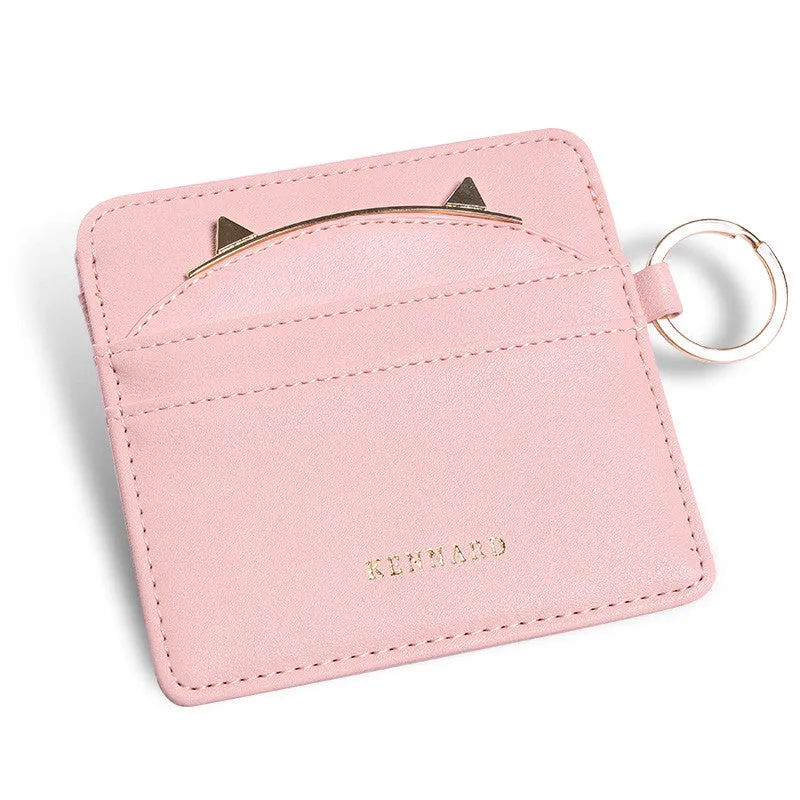 Cat Ear Cash Credit Card Wallet with Key Ring