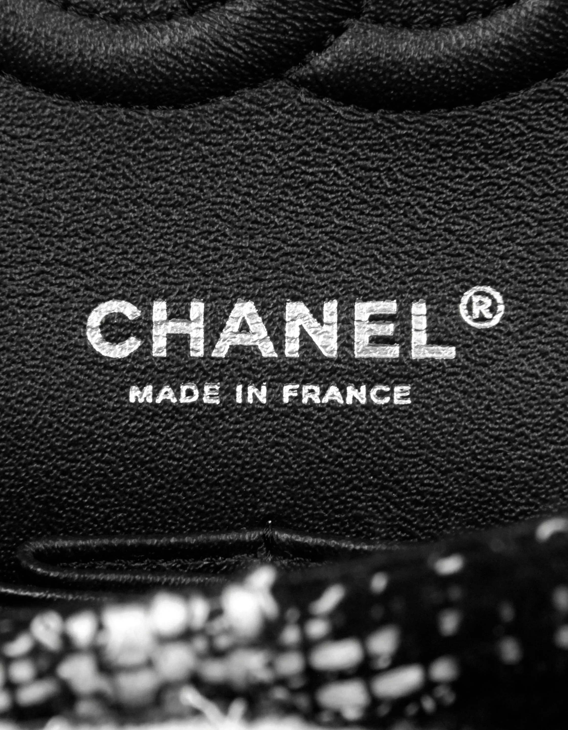 Chanel 2020 Black/White Tweed Medium Classic Double Flap Bag