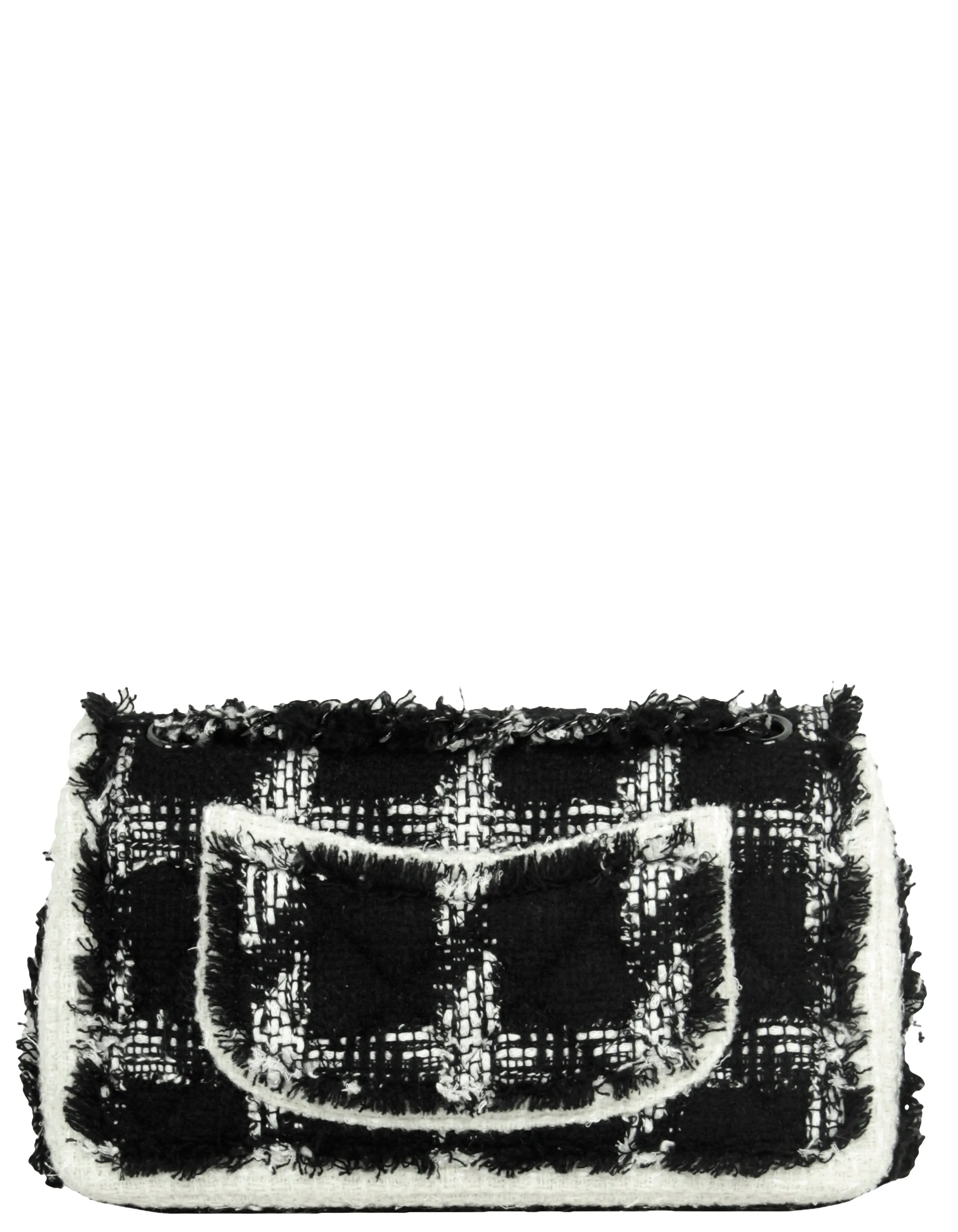 Chanel 2020 Black/White Tweed Medium Classic Double Flap Bag