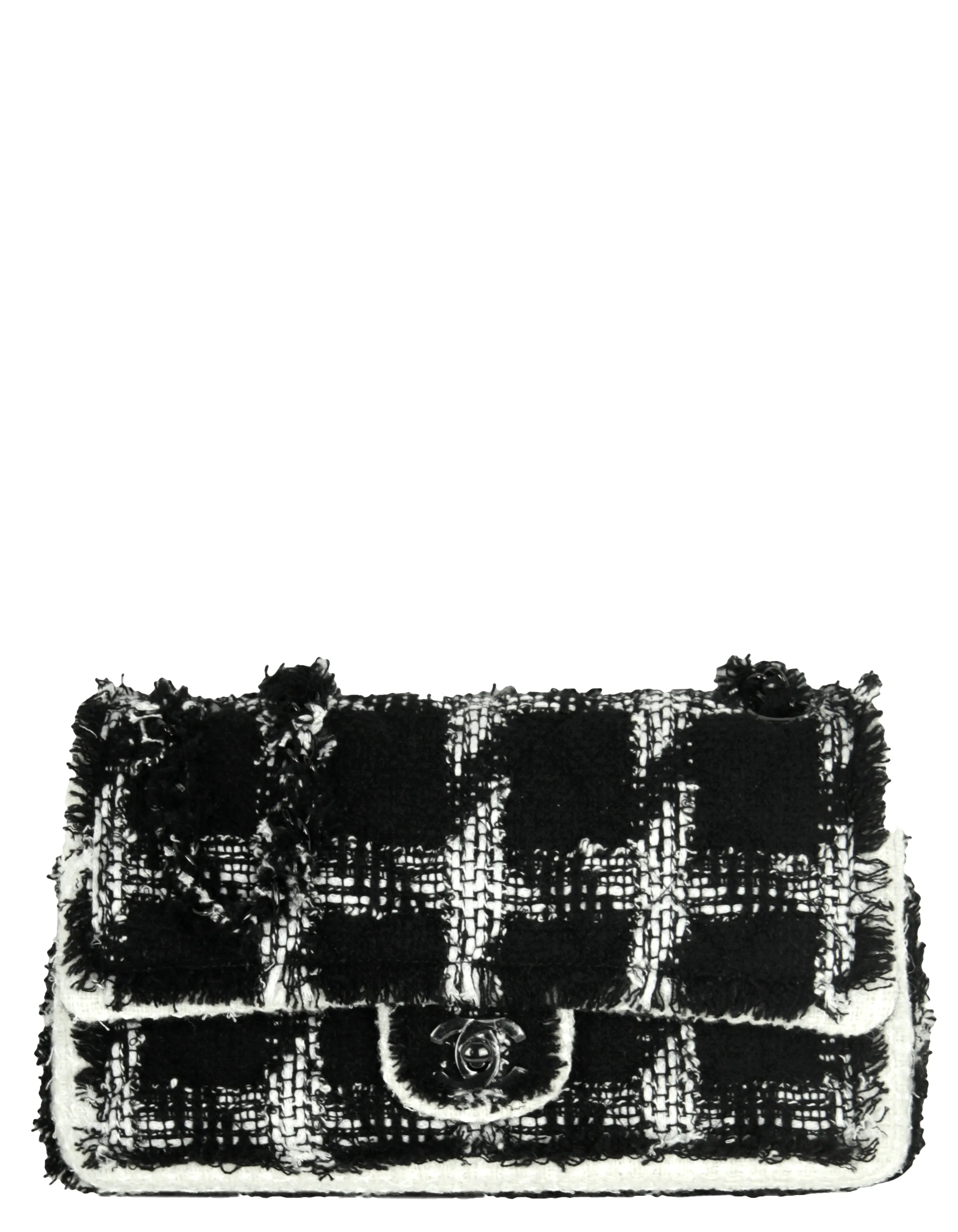 Chanel 2020 Black/White Tweed Medium Classic Double Flap Bag