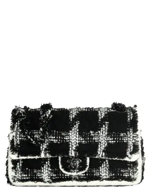 Chanel 2020 Black/White Tweed Medium Classic Double Flap Bag