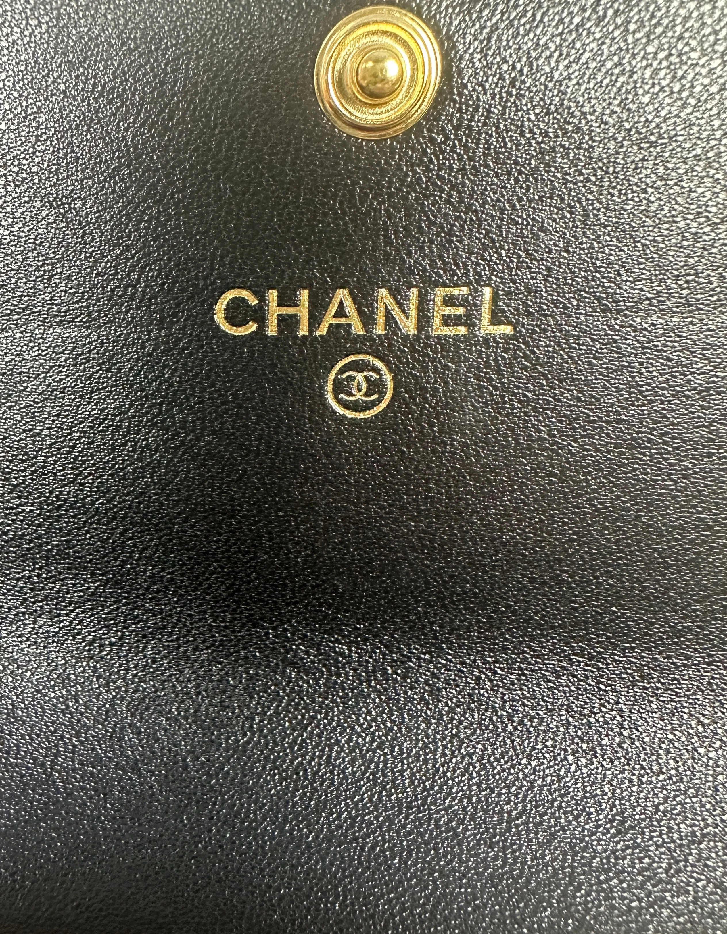 Chanel '23 NEW Black Lambskin Leather Quilted Chanel 19 Flap Wallet