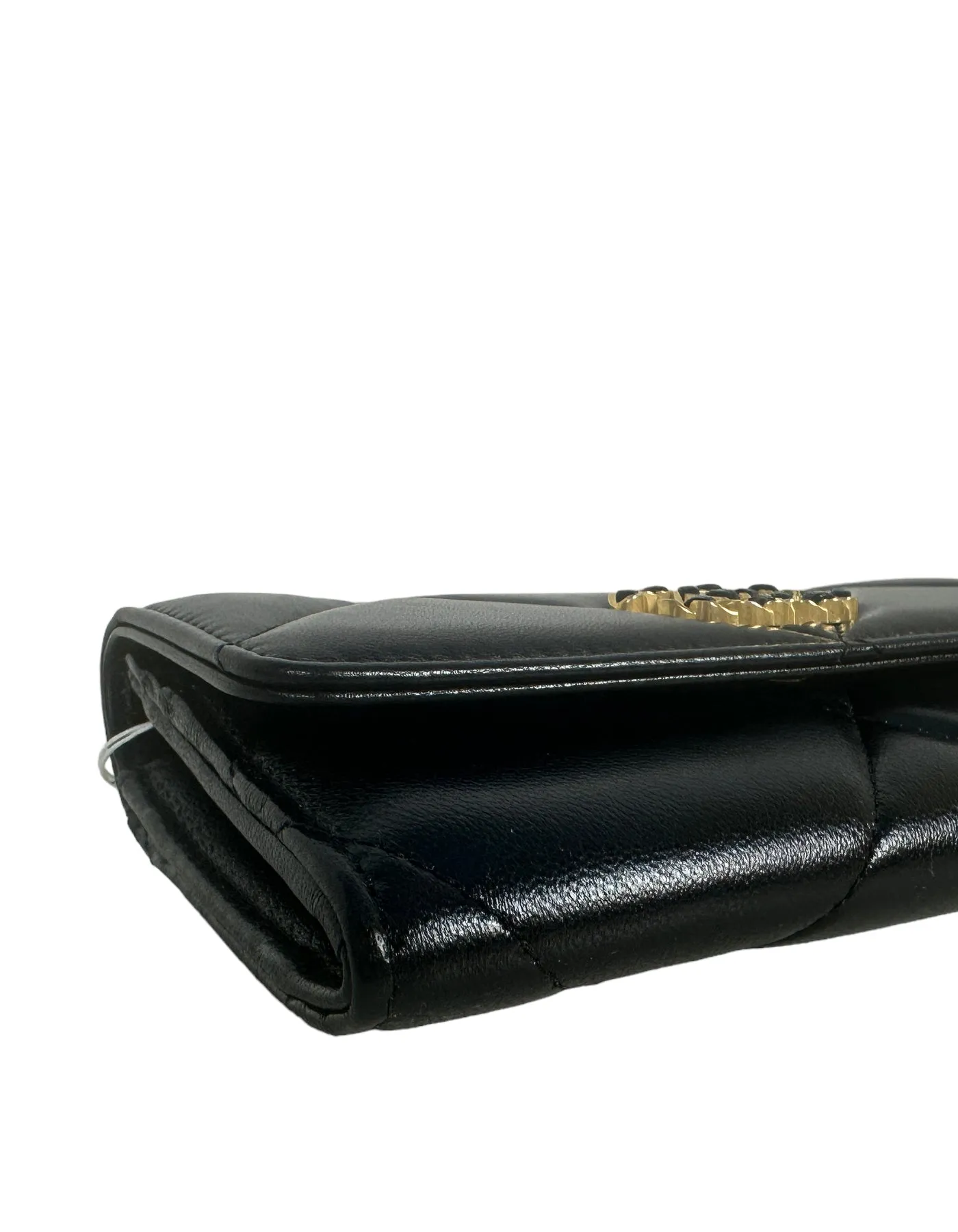 Chanel '23 NEW Black Lambskin Leather Quilted Chanel 19 Flap Wallet