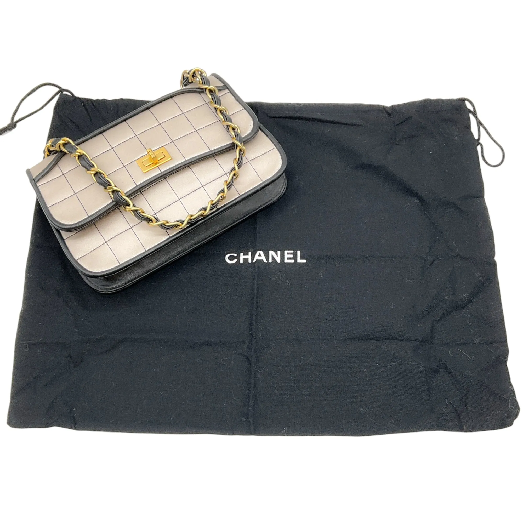 Chanel Beige / Black Mademoiselle Single Flap Bag