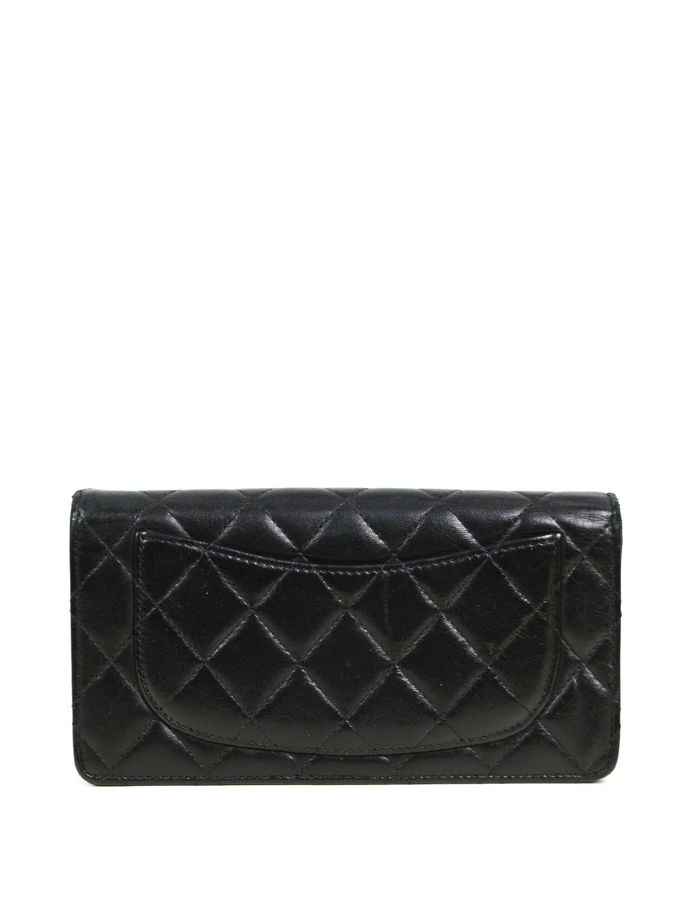 Chanel Black Lambskin Leather Quilted Yen Wallet