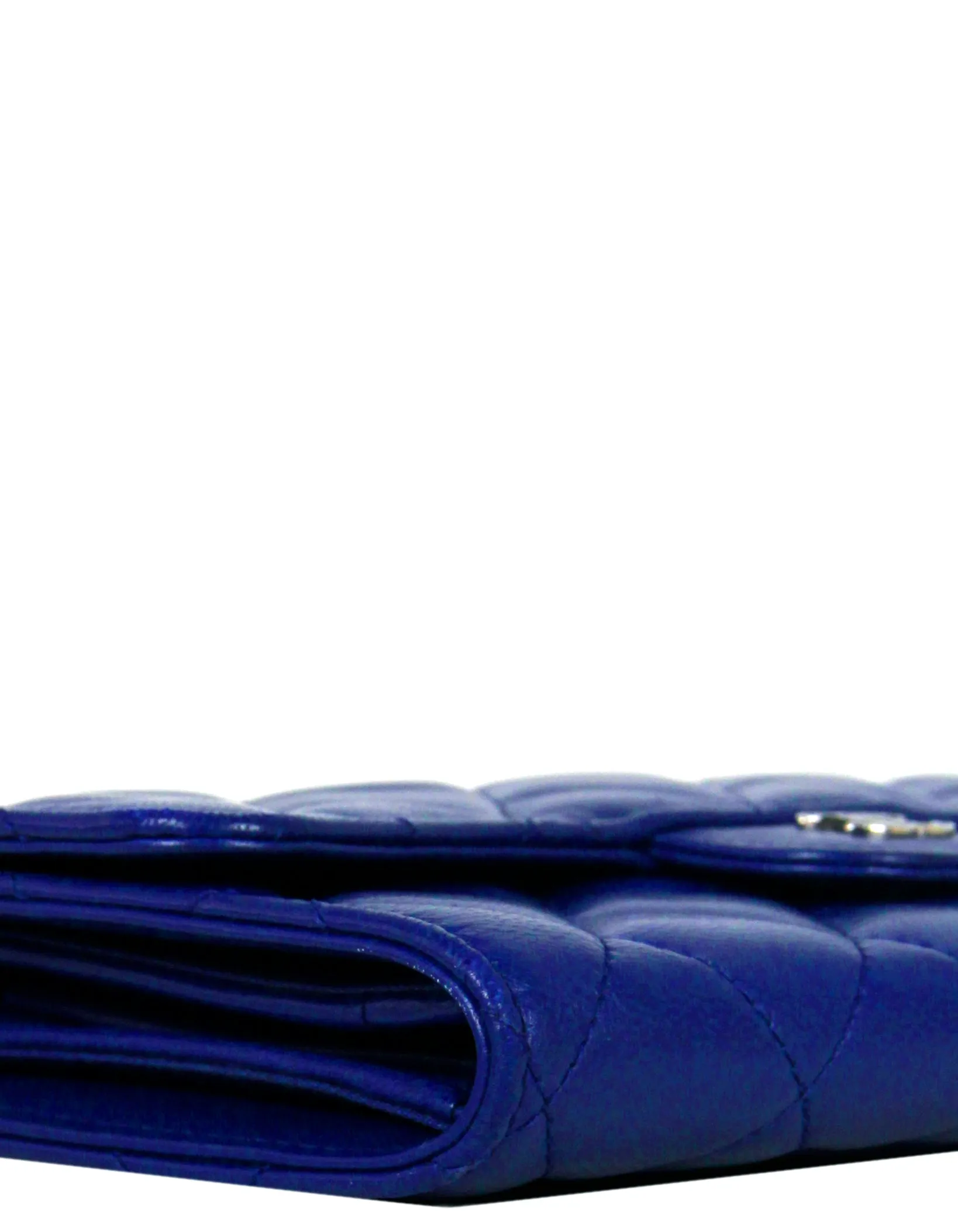 Chanel Blue Lambskin Quilted Large Gusset Flap Wallet
