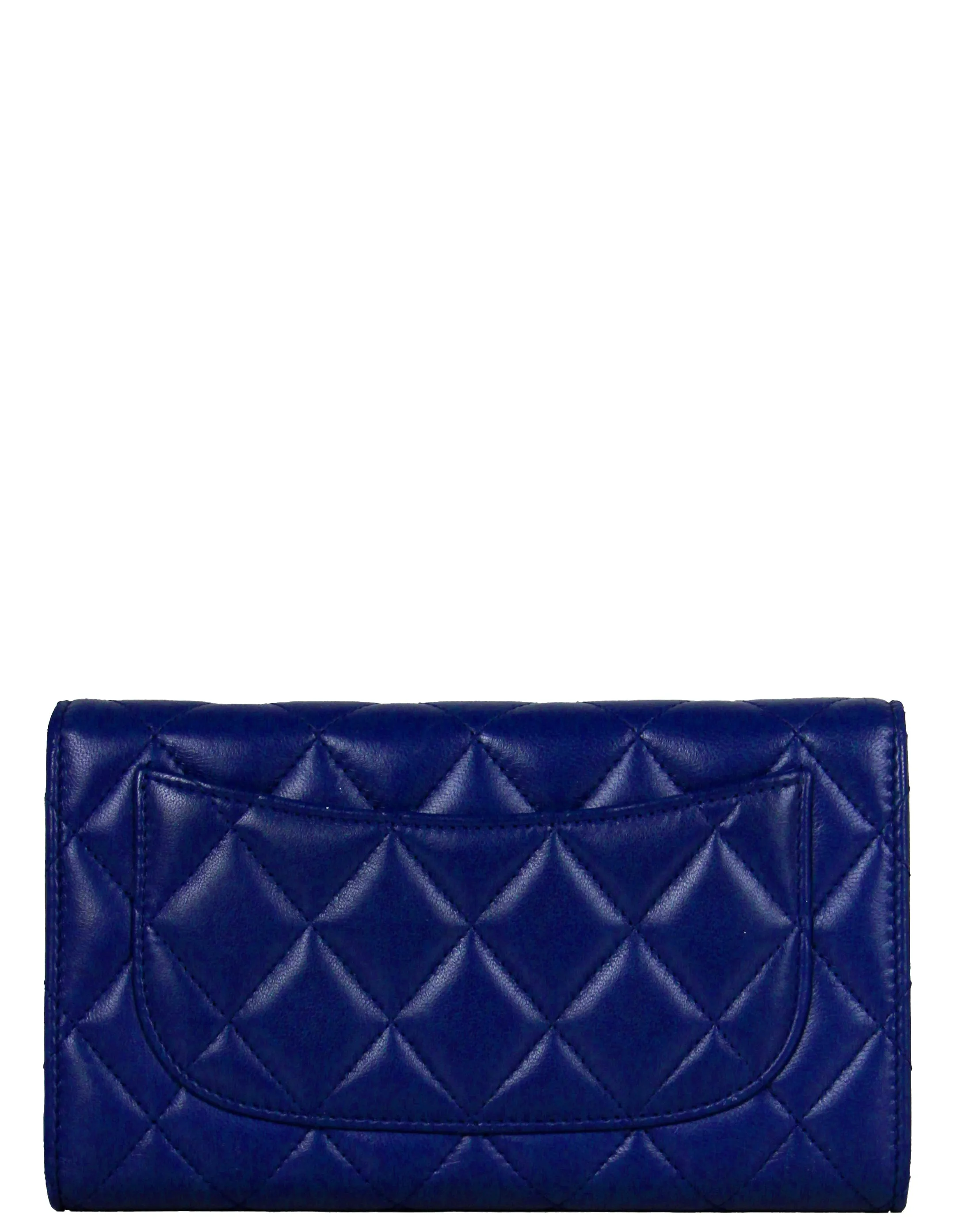Chanel Blue Lambskin Quilted Large Gusset Flap Wallet