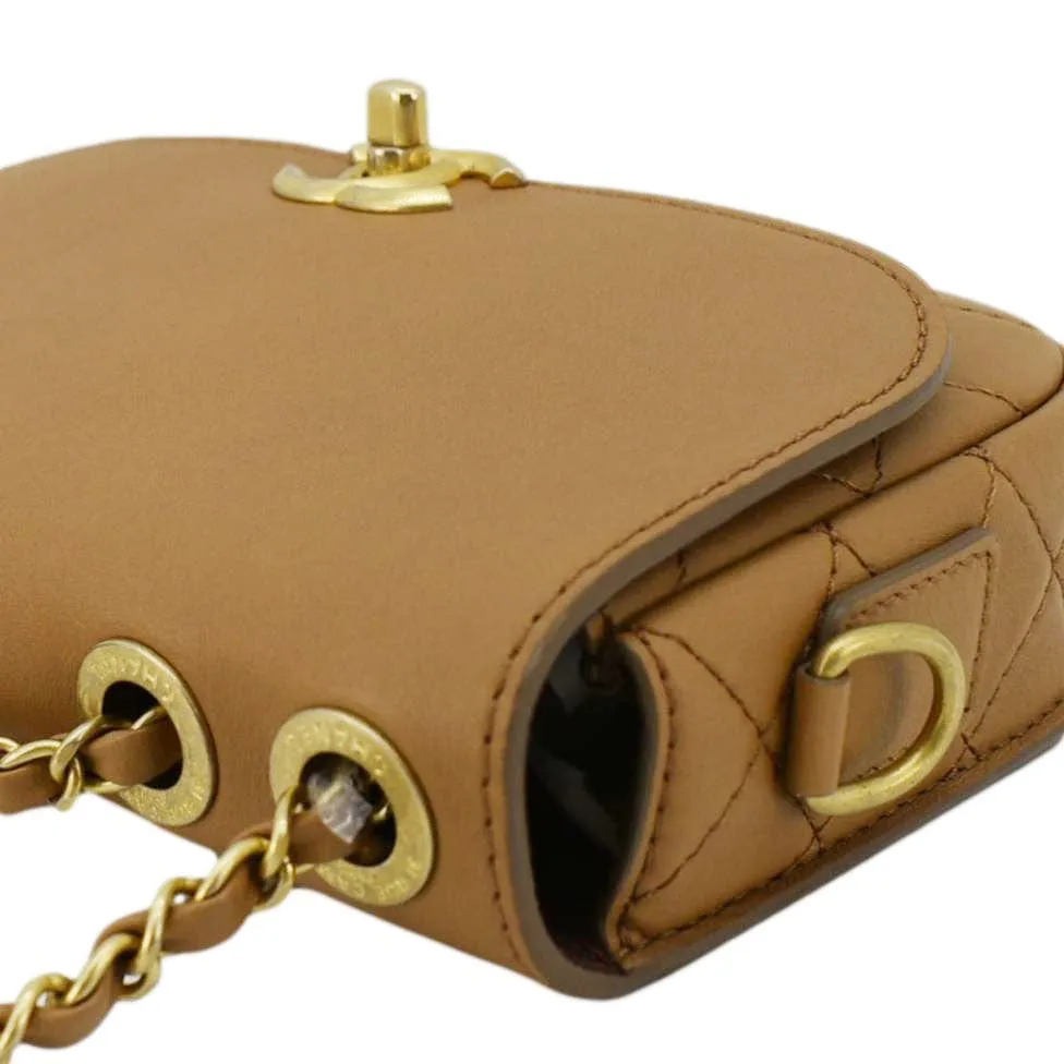 CHANEL Multi Pouching Flap With Coin Purse Quilted Calfskin Leather Crossbody Bag Brown