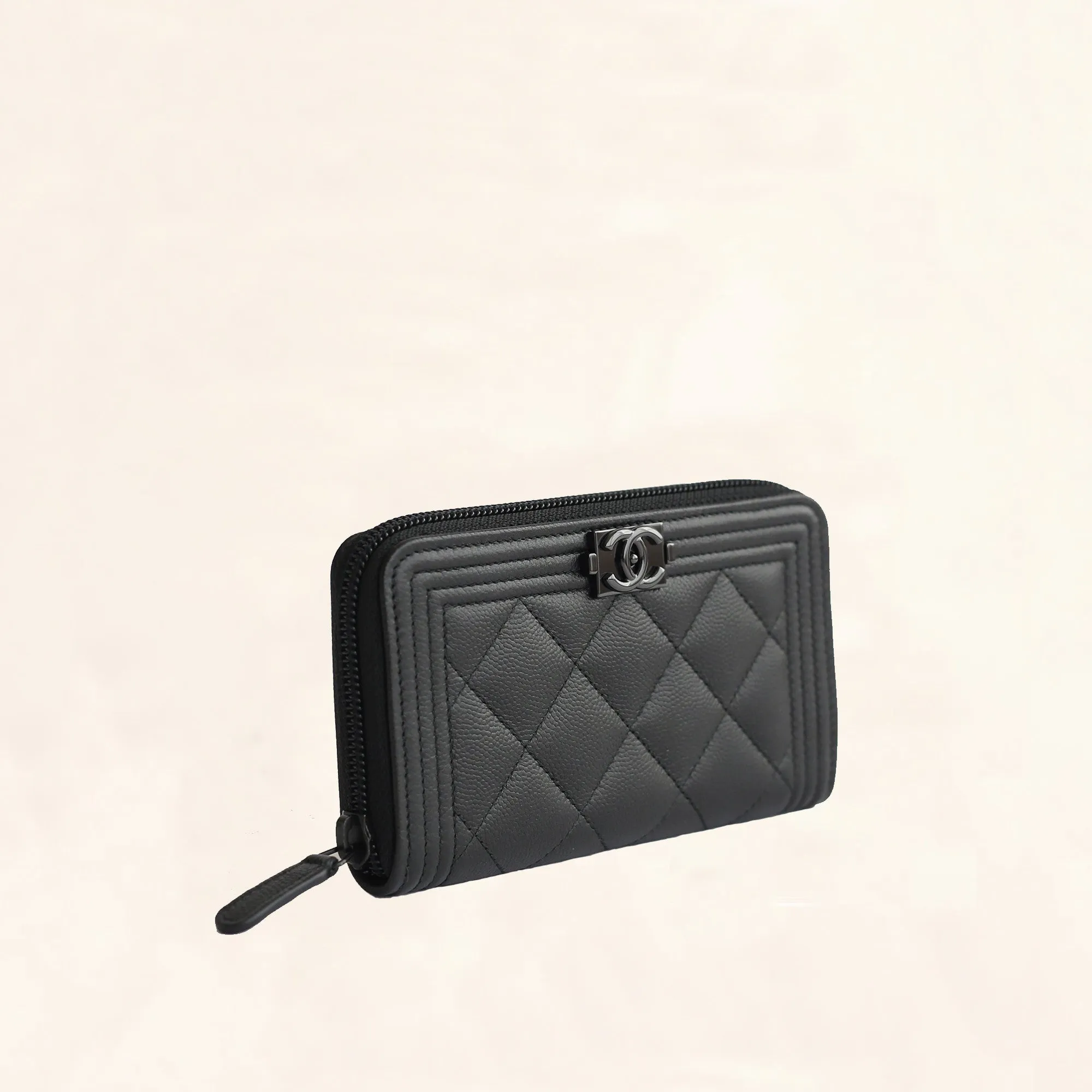 Chanel | So Black Caviar Boy Zip Wallet | Small/Medium