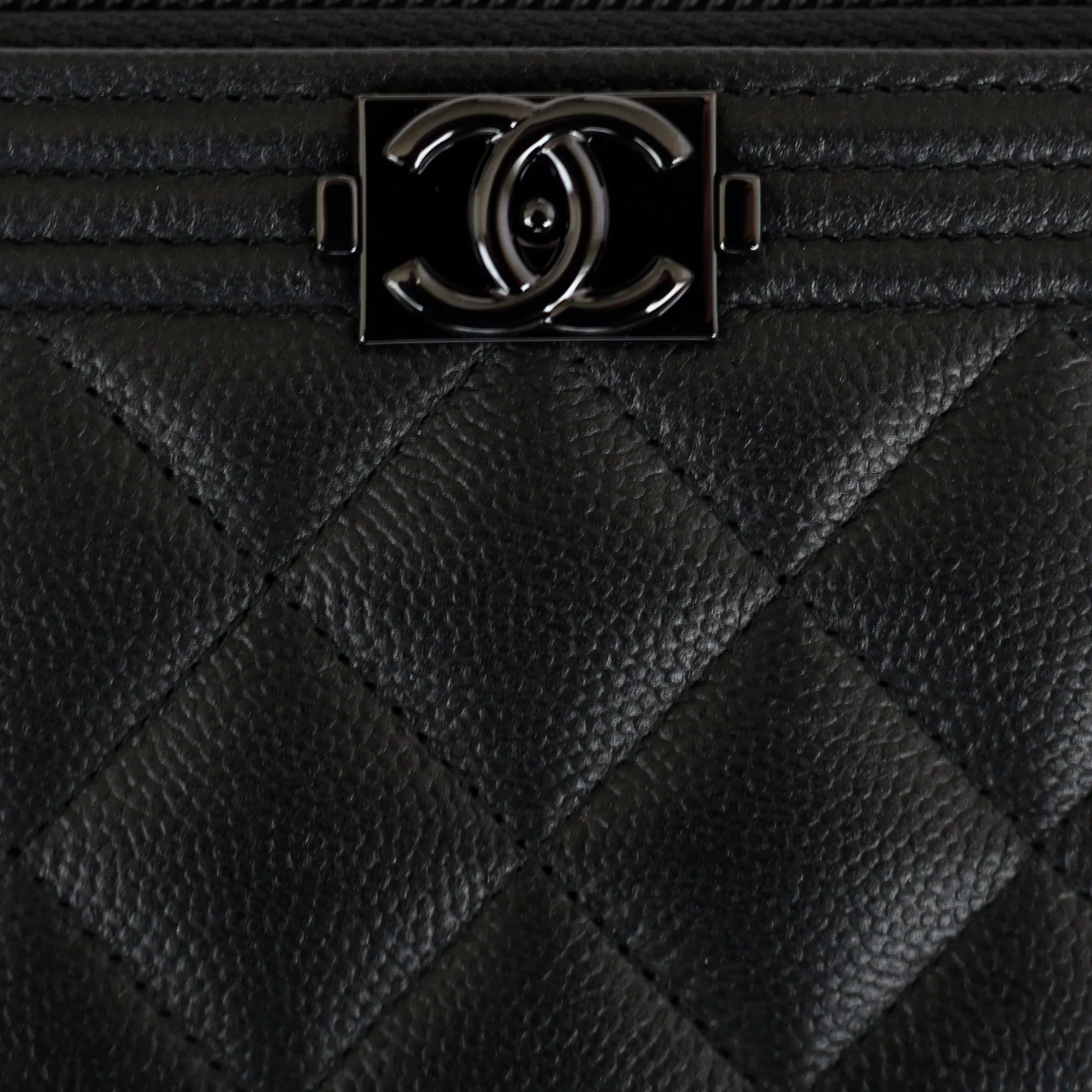 Chanel | So Black Caviar Boy Zip Wallet | Small/Medium