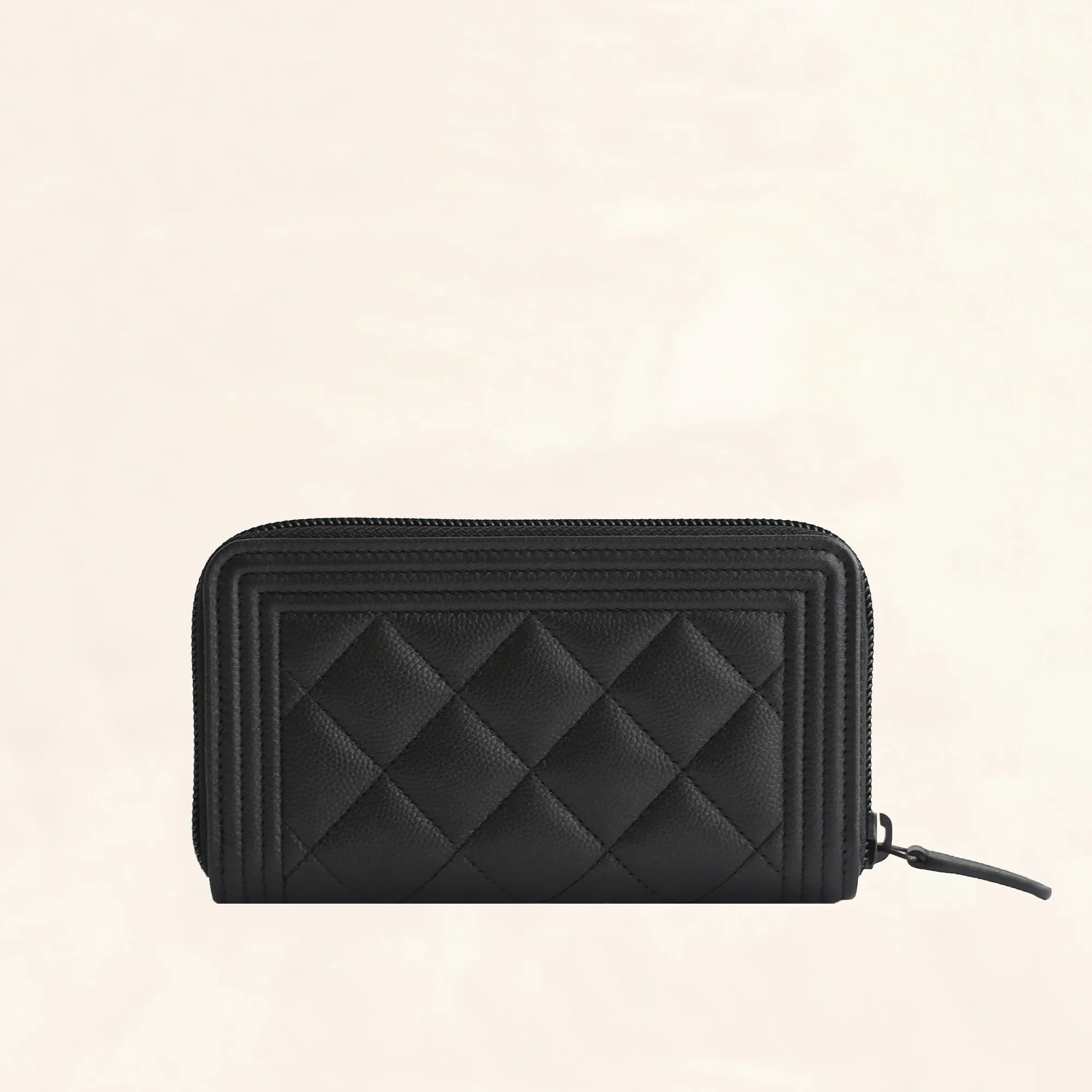Chanel | So Black Caviar Boy Zip Wallet | Small/Medium