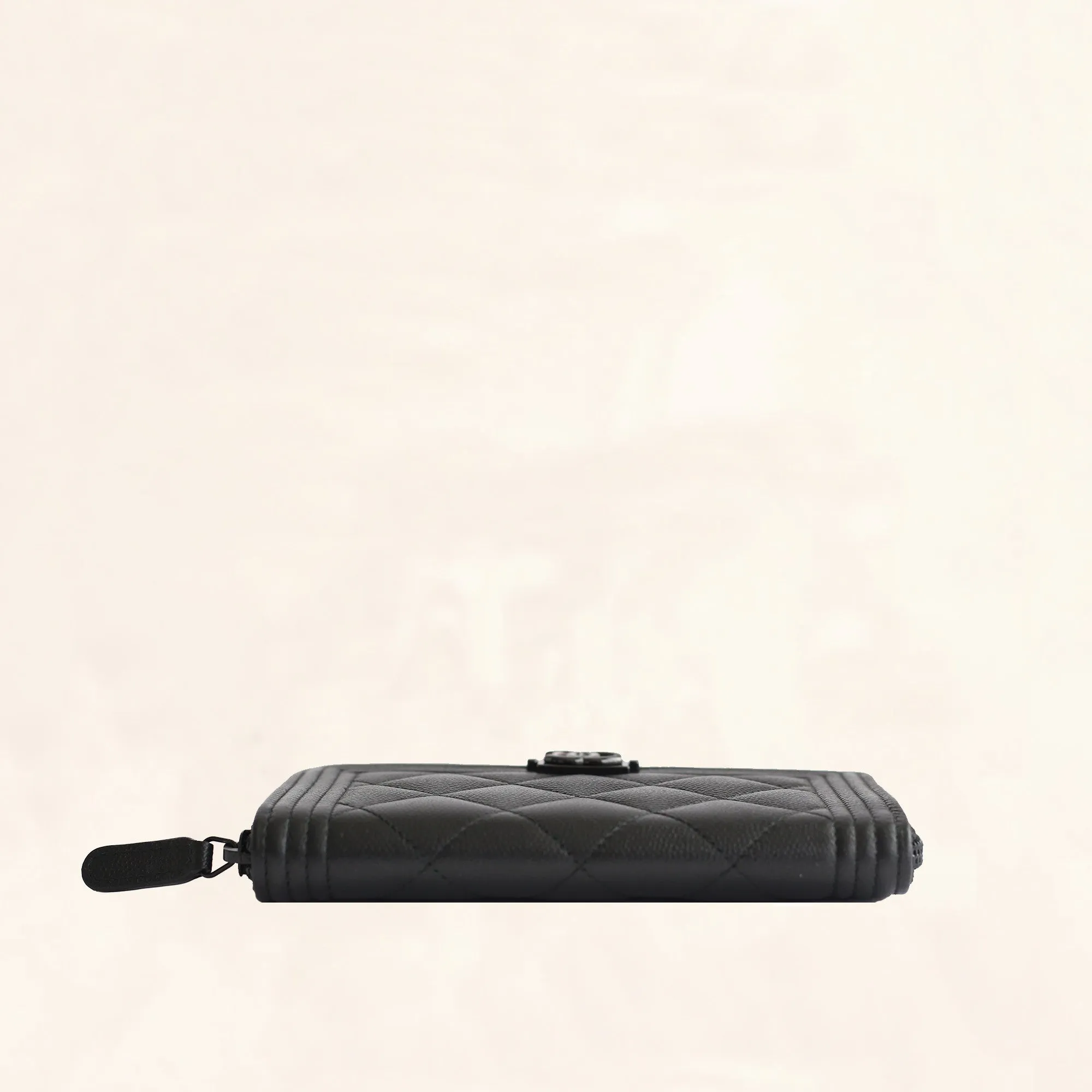 Chanel | So Black Caviar Boy Zip Wallet | Small/Medium
