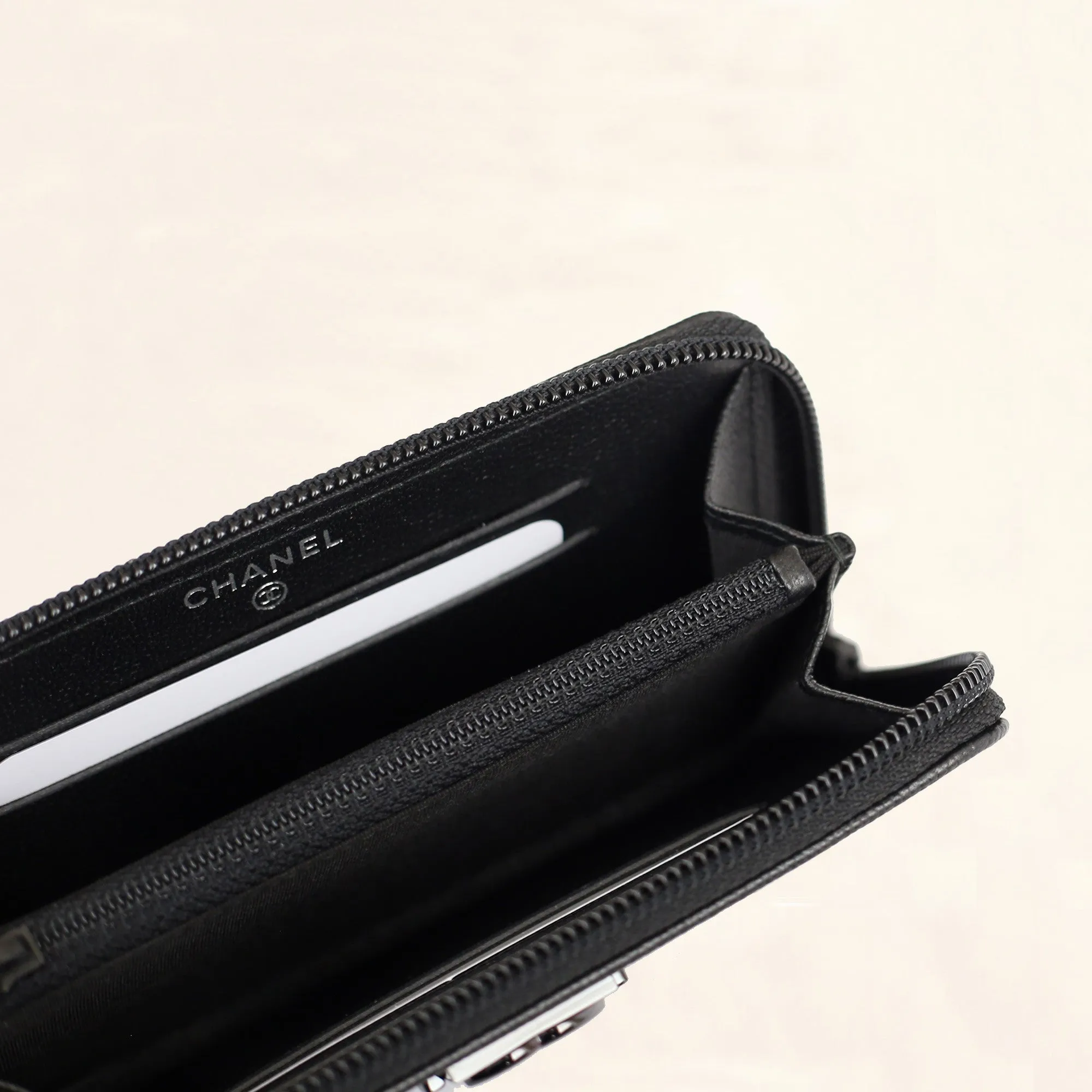 Chanel | So Black Caviar Boy Zip Wallet | Small/Medium