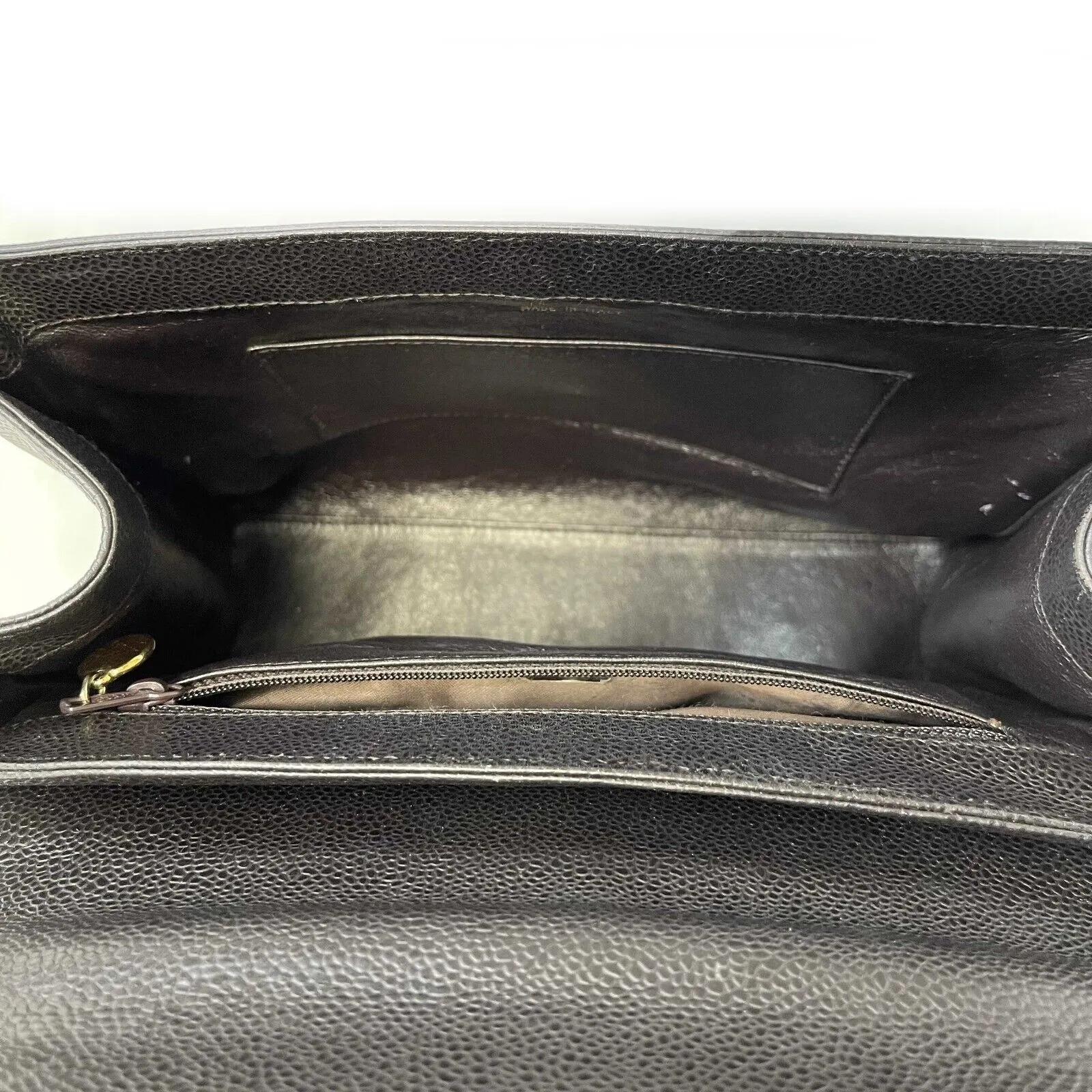 Chanel - Vintage CC Kelly Bag Dark Brown Caviar Shoulder Bag