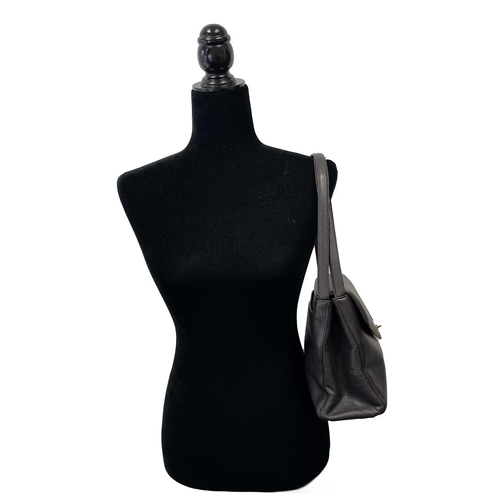 Chanel - Vintage CC Kelly Bag Dark Brown Caviar Shoulder Bag