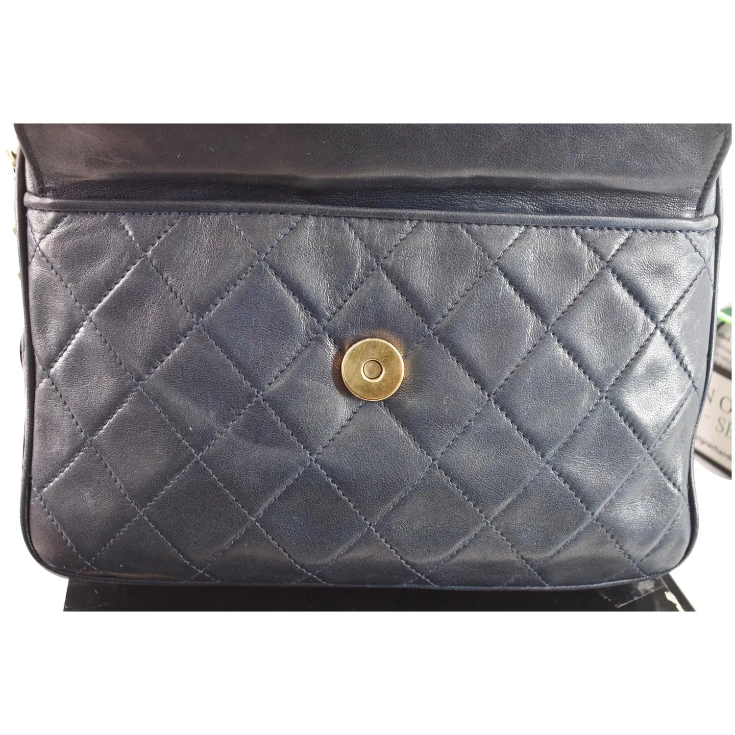 CHANEL Vintage Front Pocket Lambskin Leather Camera Bag Blue