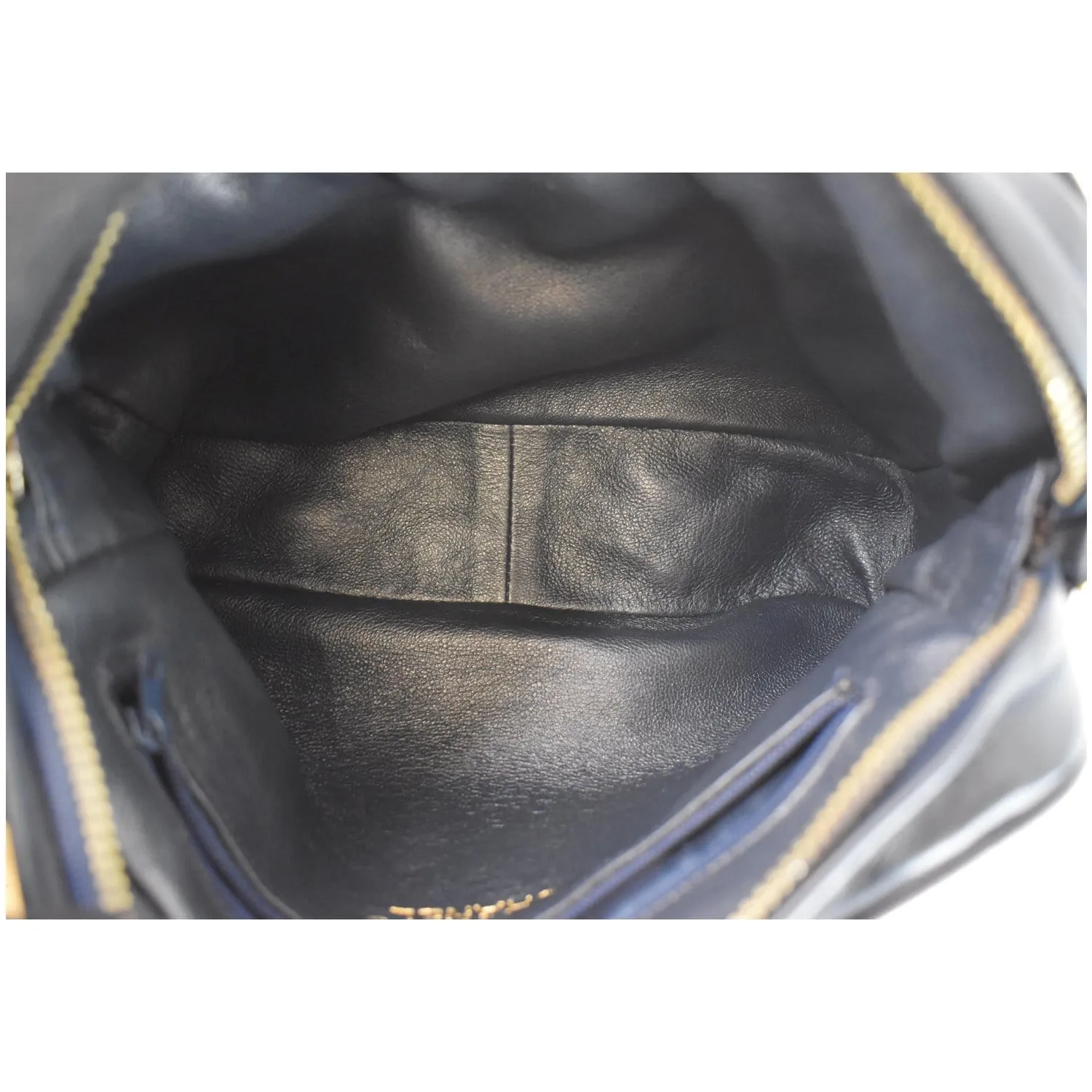 CHANEL Vintage Front Pocket Lambskin Leather Camera Bag Blue