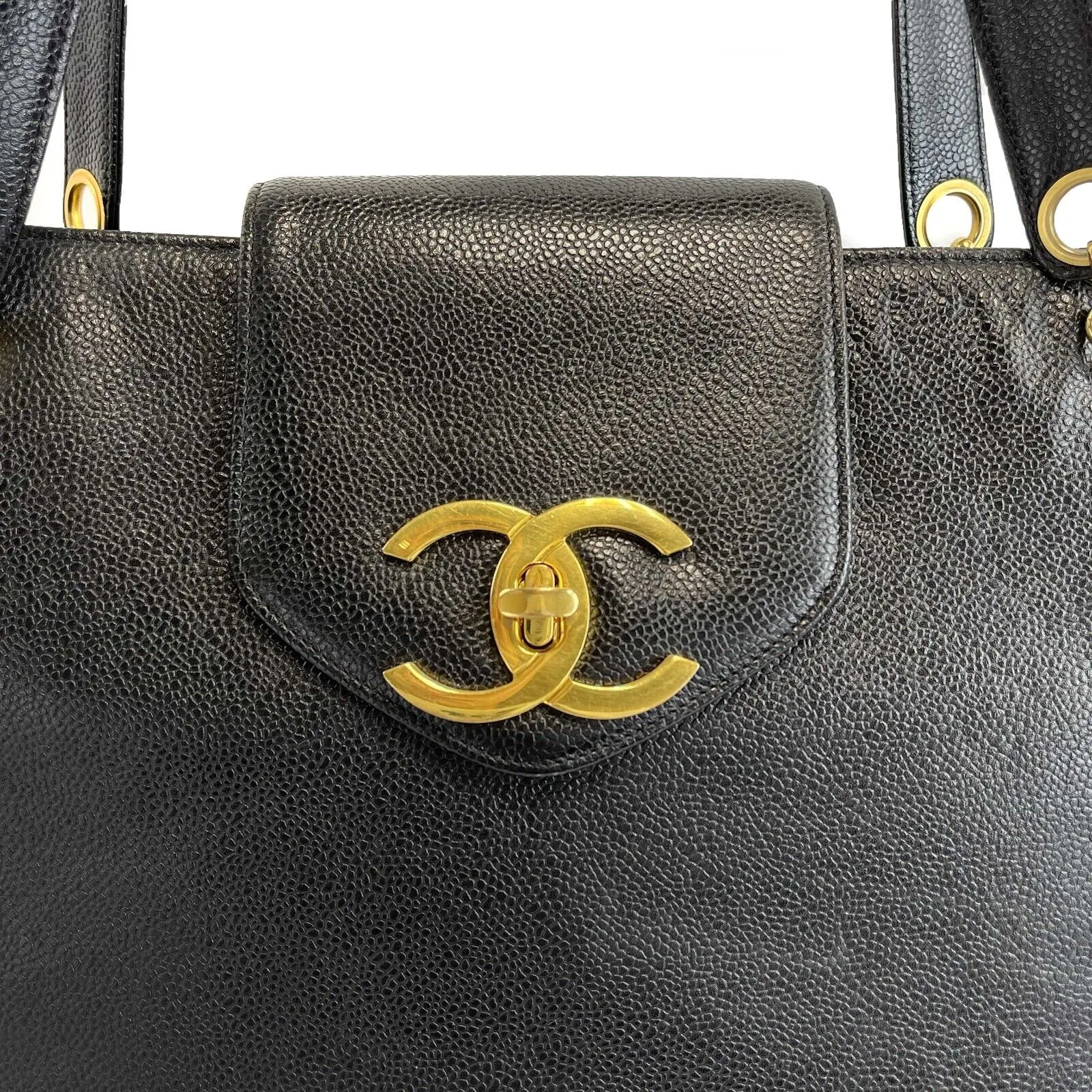 CHANEL - Vintage Supermodel Weekender Bag - Large CC Black Tote / Shoulder Bag