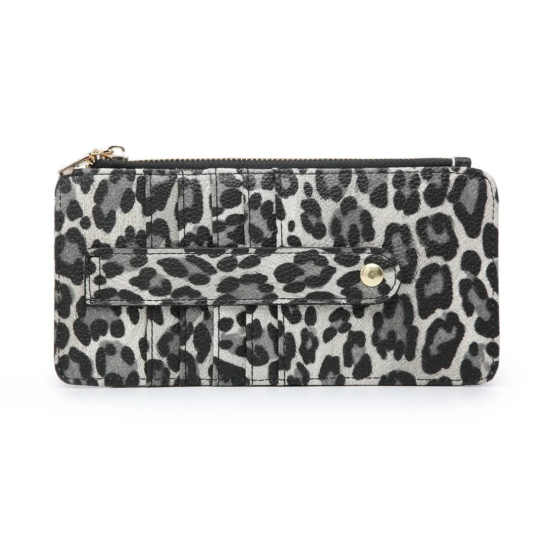 Cheetah Grey Slim Card Holder Wallet