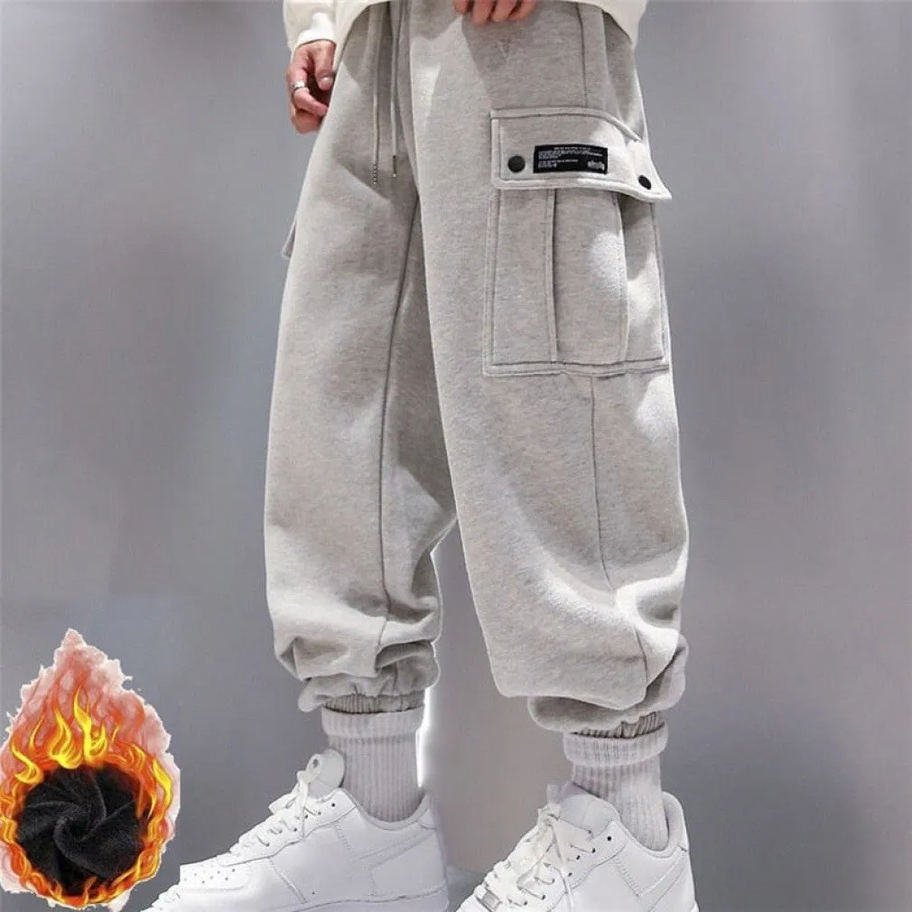 ContiNent 33 Trendy Men Sweatpants Plus Size Winter Loose Trouser Outdoor Male Pocket Warm Comfort Jogging Sport Pants Pantalones