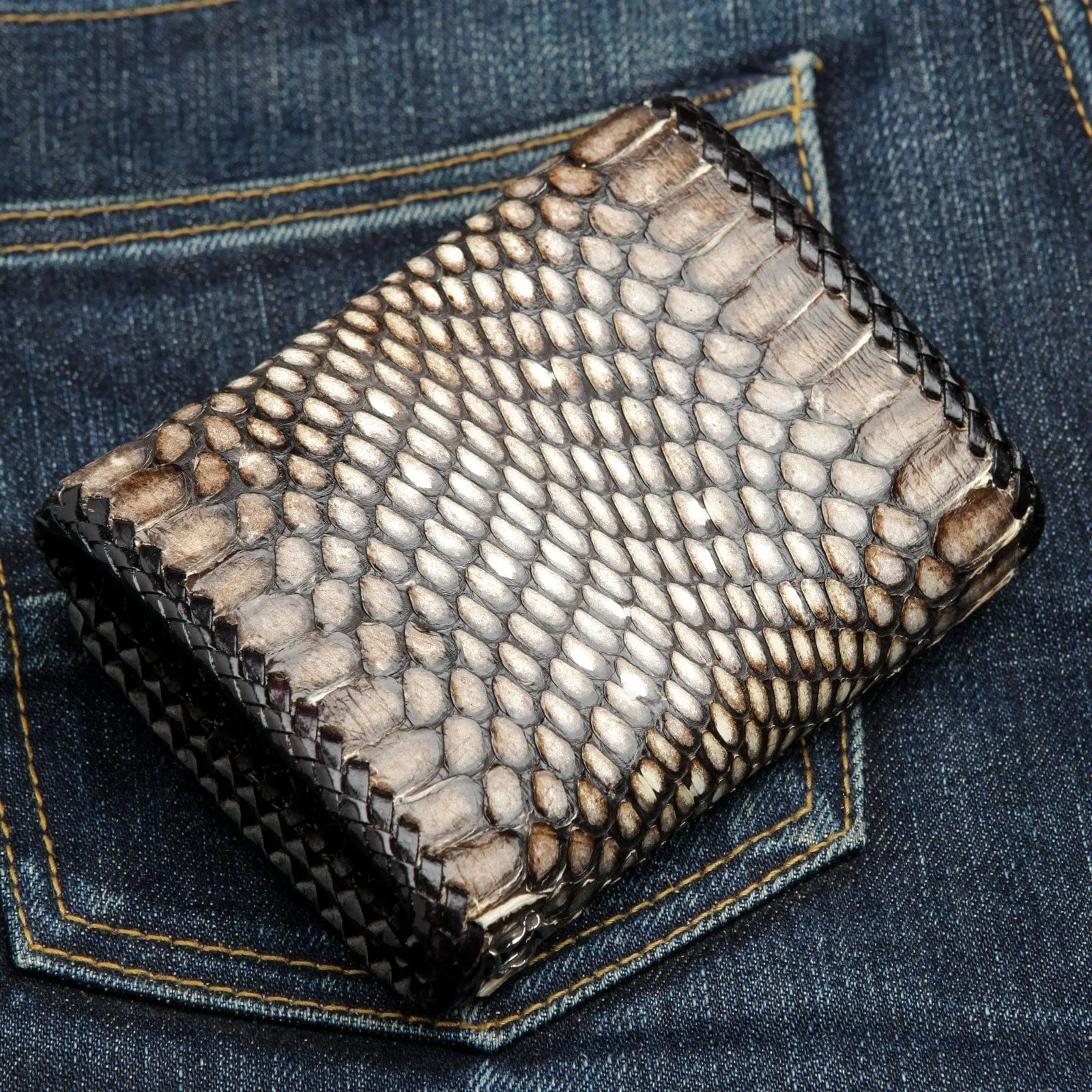 Cross Dark Grey Snake Leather Biker Wallet