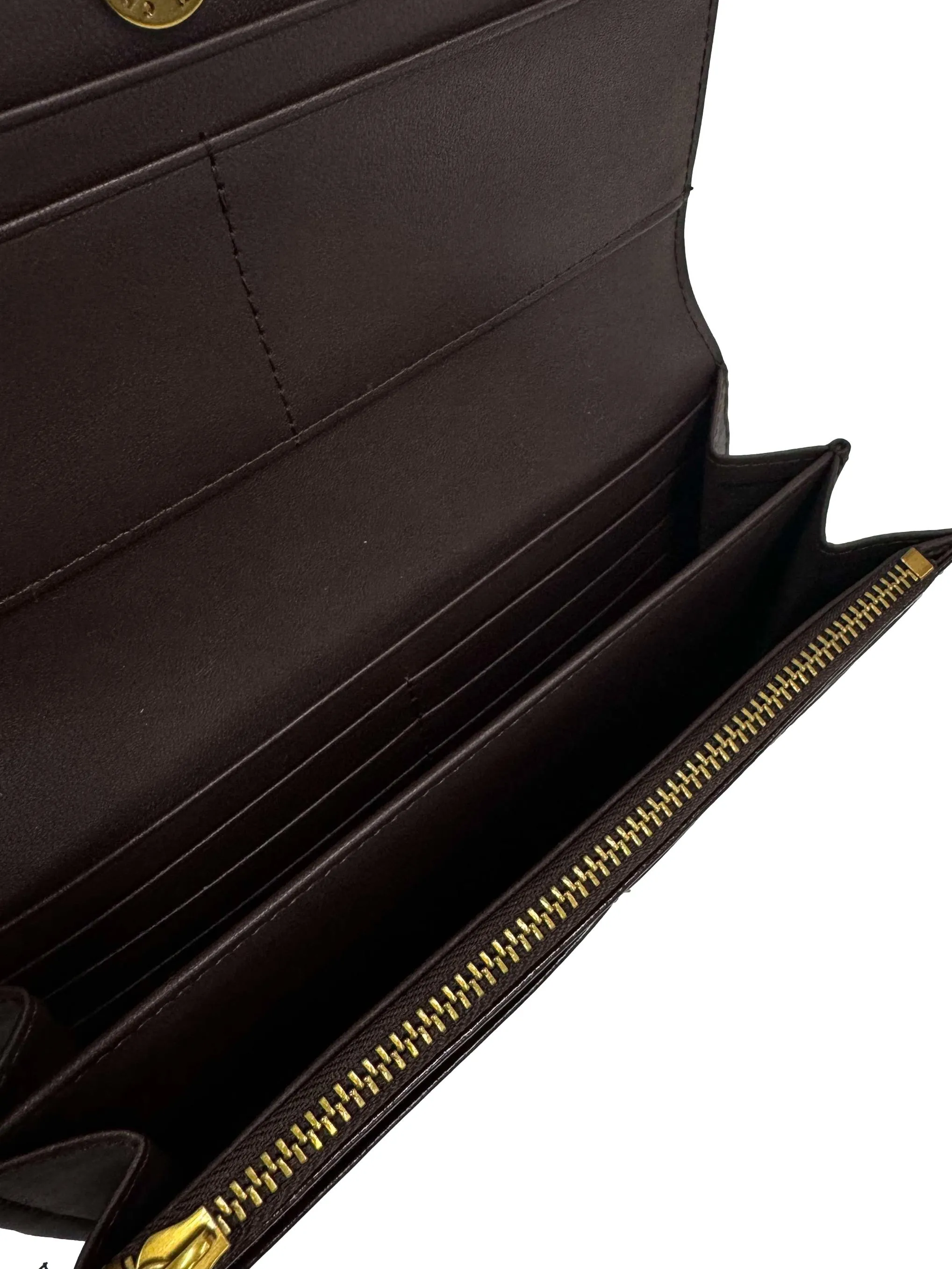 Dark Oak Curved Flap Long Wallet